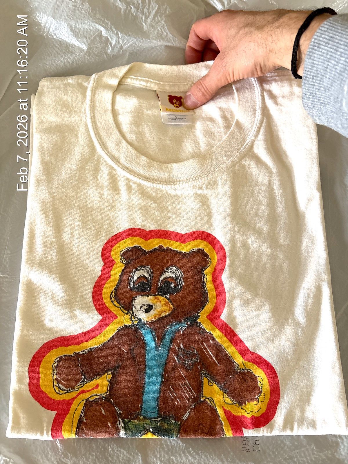 Kanye West RARE Kanye West Fan Club College Dropout Teddy Bear Sketch Size US L / EU 52-54 / 3 - 3 Thumbnail