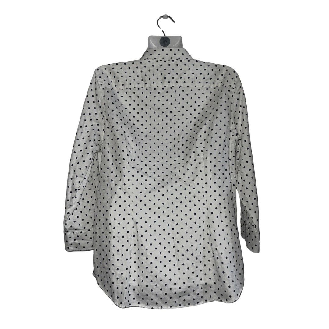 Chaps Ralph Lauren Womens Button Up Navy Blue Polka Dot Long Sleeve Shirt Large Size L / US 10 / IT 46 - 2 Thumbnail
