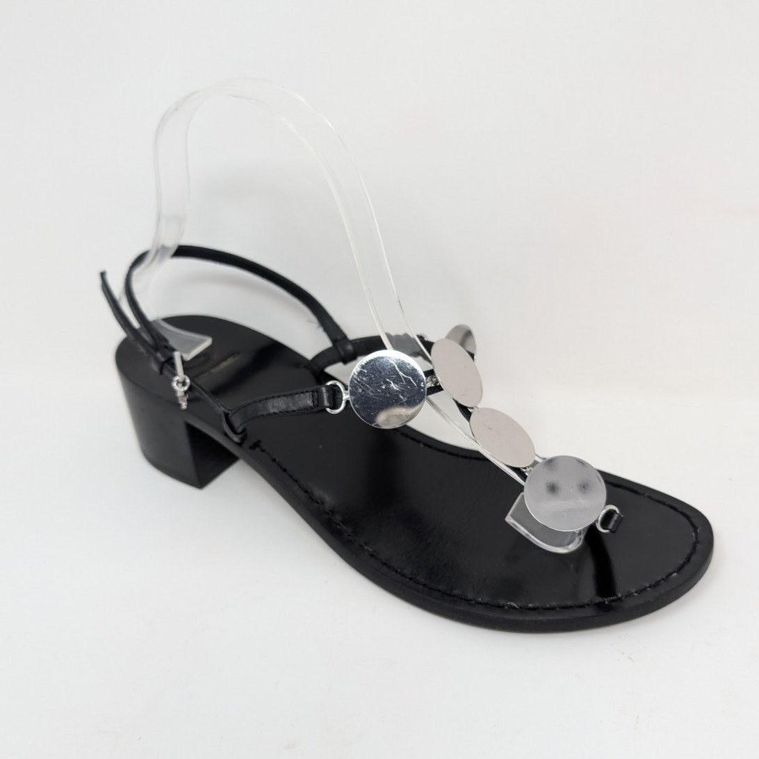 Tory Burch Tory Burch Black Leather Summer Sandals Heels Size 9 Size US 9 / IT 39 - 12 Thumbnail