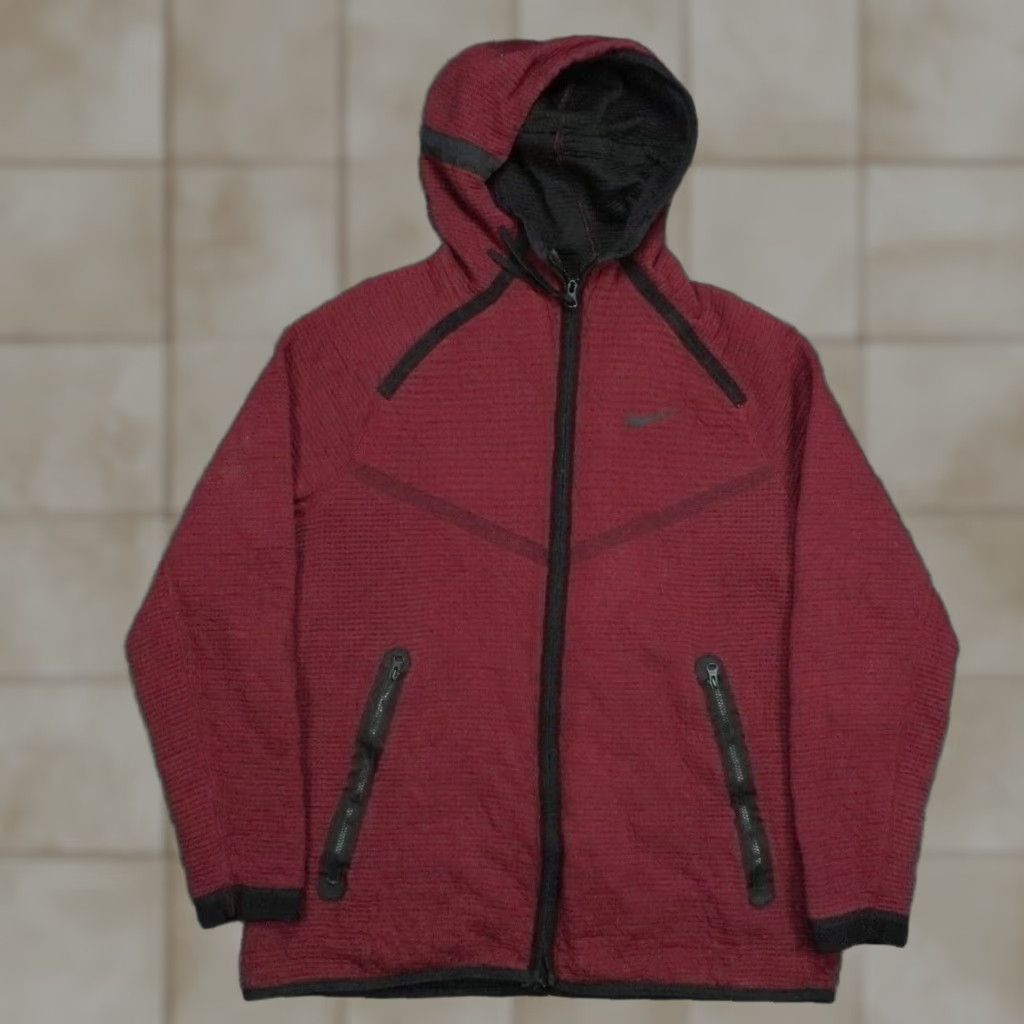 Nike Hoodie Mens Medium Red Tech Pack Windrunner Full Zip Pocket Hooded Textured