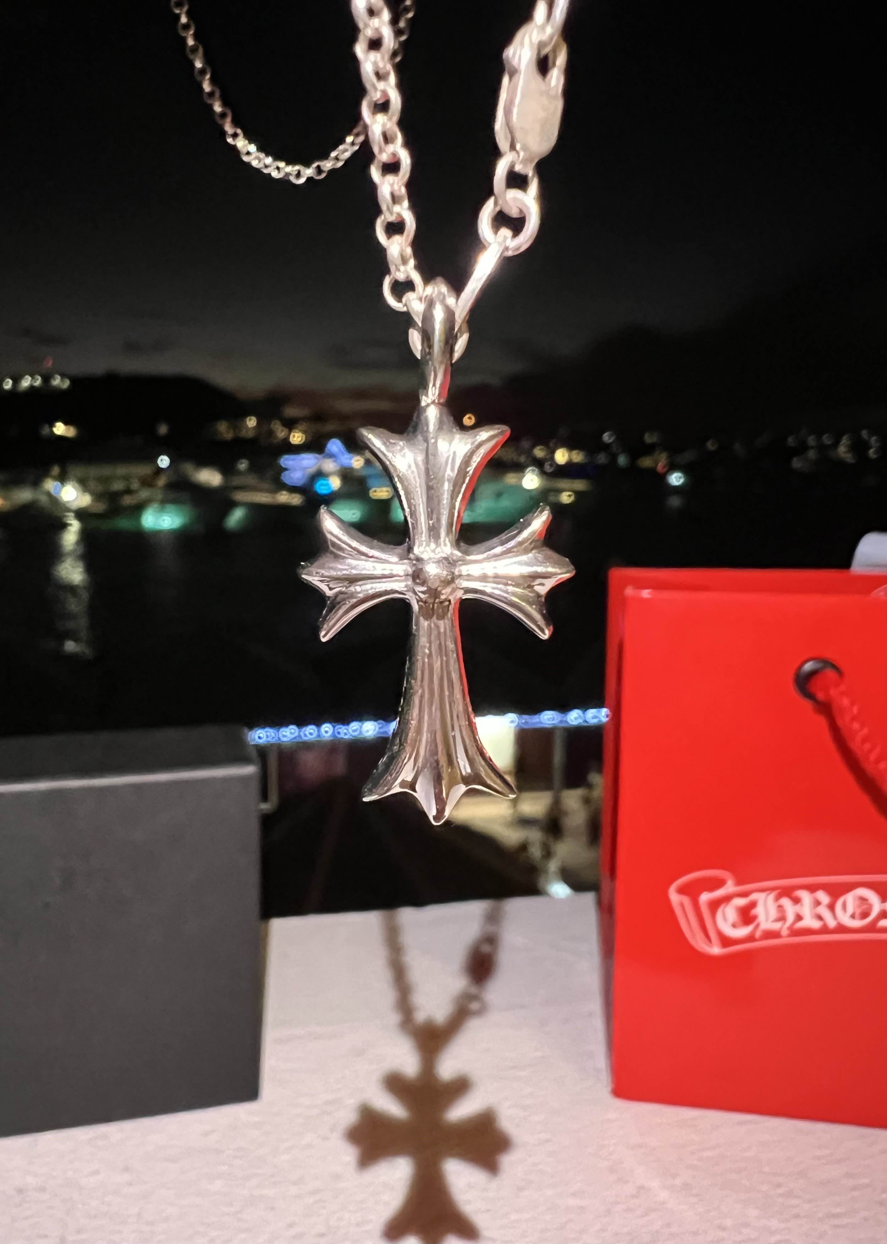 Chrome Hearts Chrome Hearts Sapphire Tiny Cross Pendant (18k White Gold) Size ONE SIZE - 6 Thumbnail