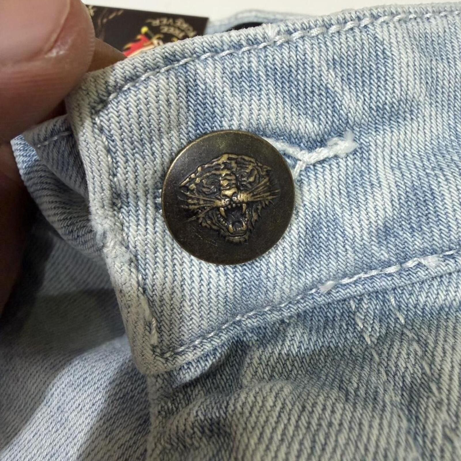 Ed Hardy Ed Hardy denim shorts with design LIFE BEFORE HONOR ❤️‍🩹 Size 31" - 4 Thumbnail