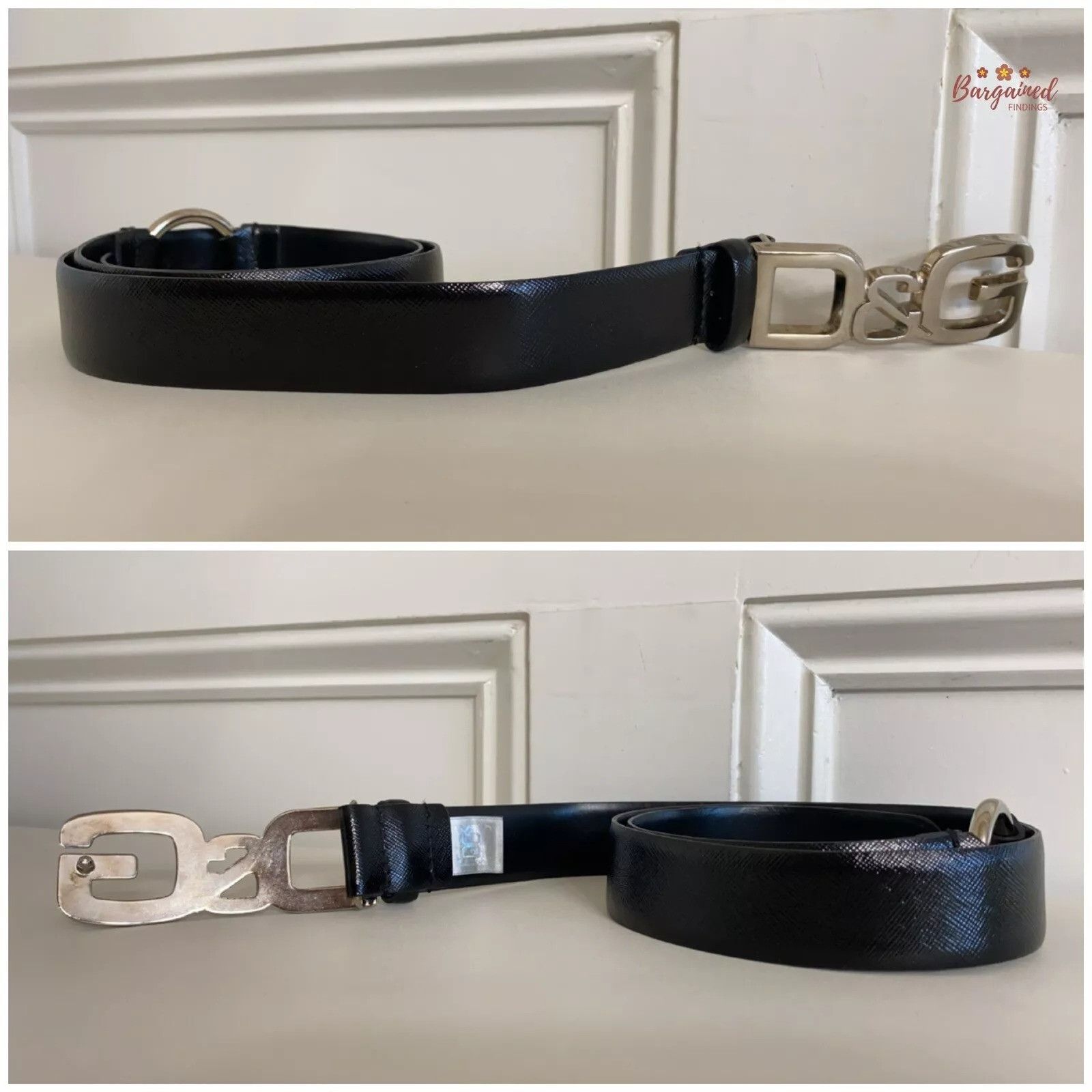 Dolce & Gabbana Dolce & Gabbana Black Patent Leather Silver D&G Buckle Belt Size 32 - 8 Thumbnail