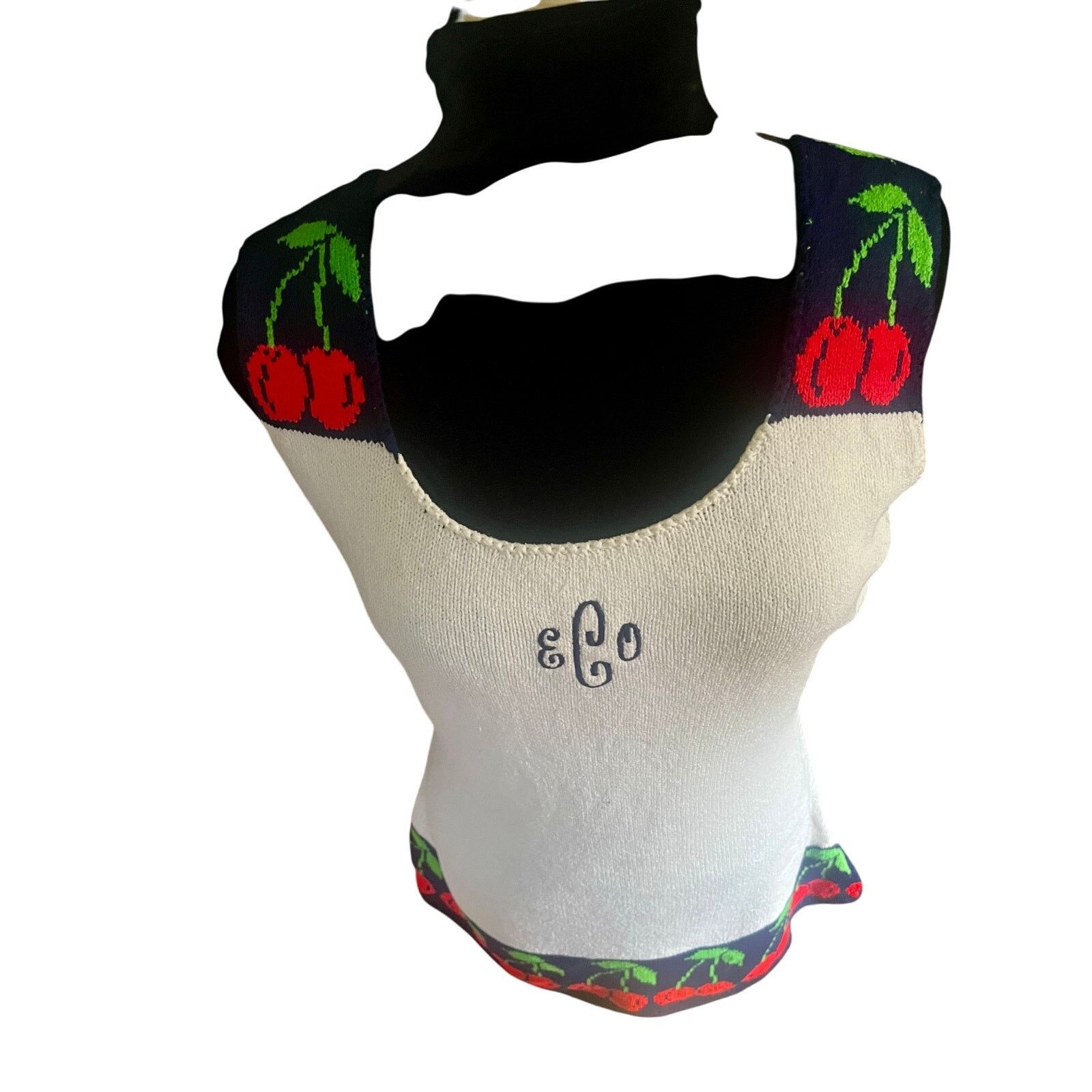 Vintage Vintage 70s White Cherry Micro Mini Tennis Knit Dress Small Size S / US 4 / IT 40 - 6 Thumbnail