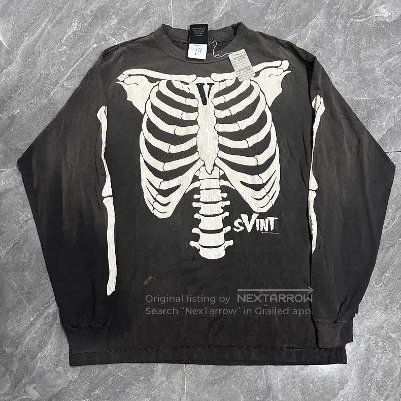 Saint Michael Saint Michael Skeletal ribcage destruction washed long-sle Size US L / EU 52-54 / 3 - 1 Thumbnail