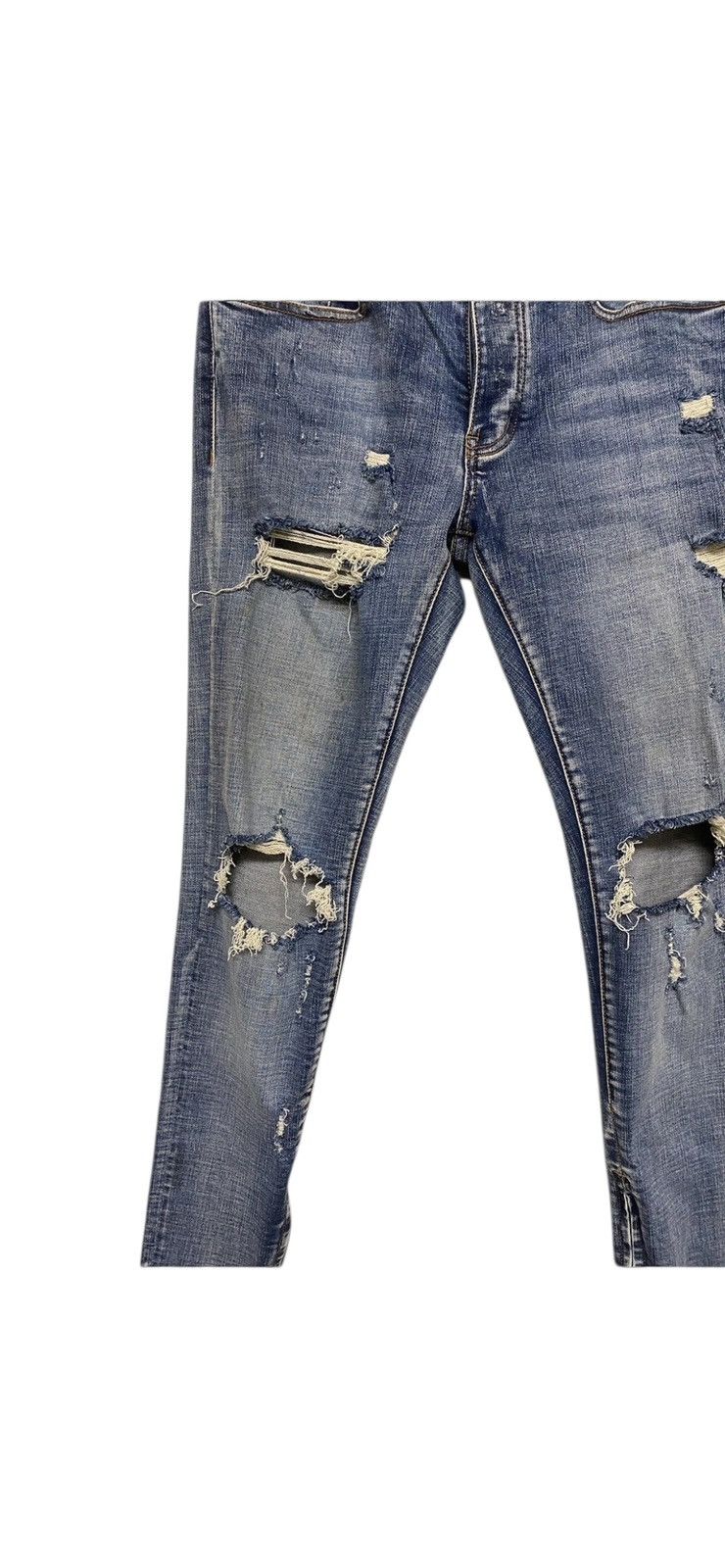 MNML MNML Original Denim Jeans Blownout Knee Zipper Ripped Jeans Size US 31 - 4 Thumbnail