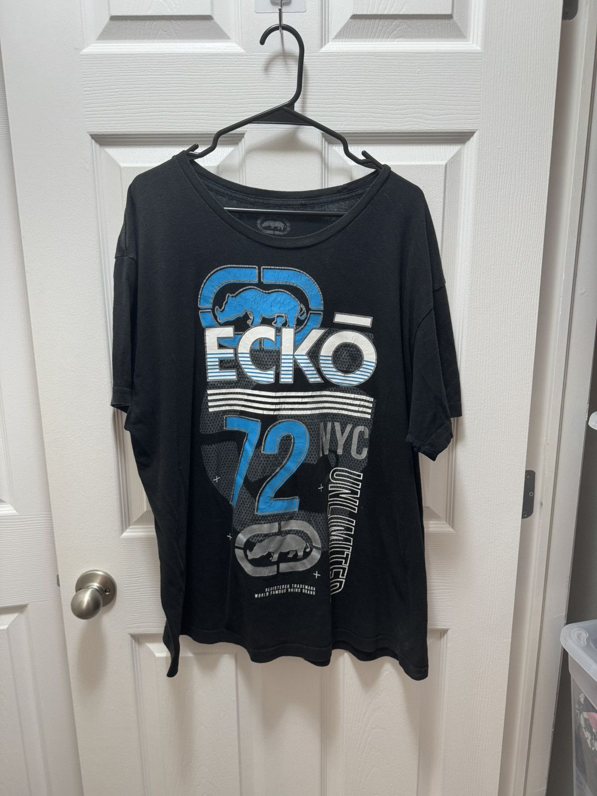 Ecko Unltd. Ecko Unltd. Y2 NYC Vintage 2000s Blue Rhino Black T-Shirt Size US XXL / EU 58 / 5 - 1 Thumbnail