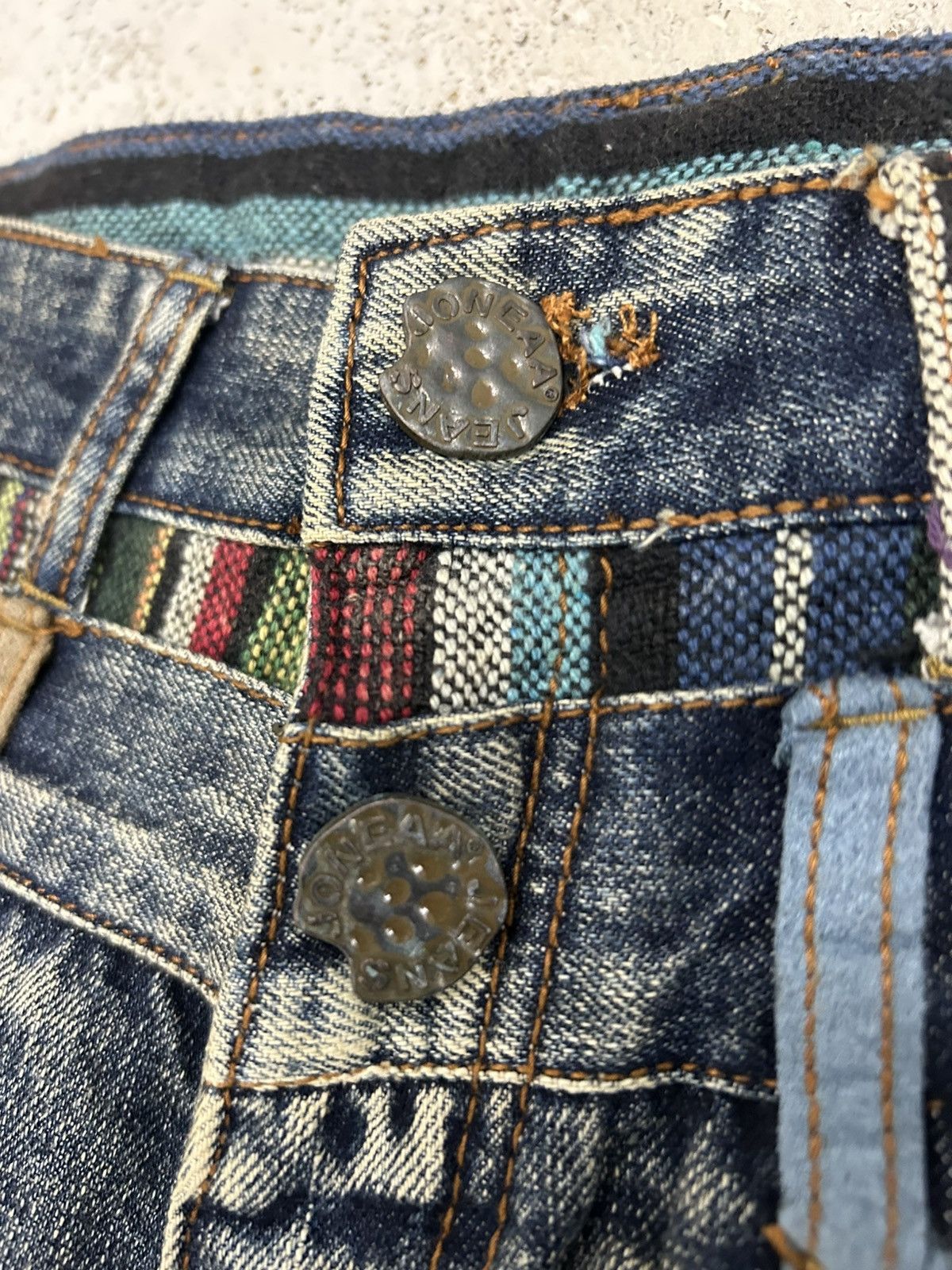 GOSTAR DE FUGA Vintage Joneaa Denim Double Waist Engineer Mud Washed Size US 31 - 12 Thumbnail