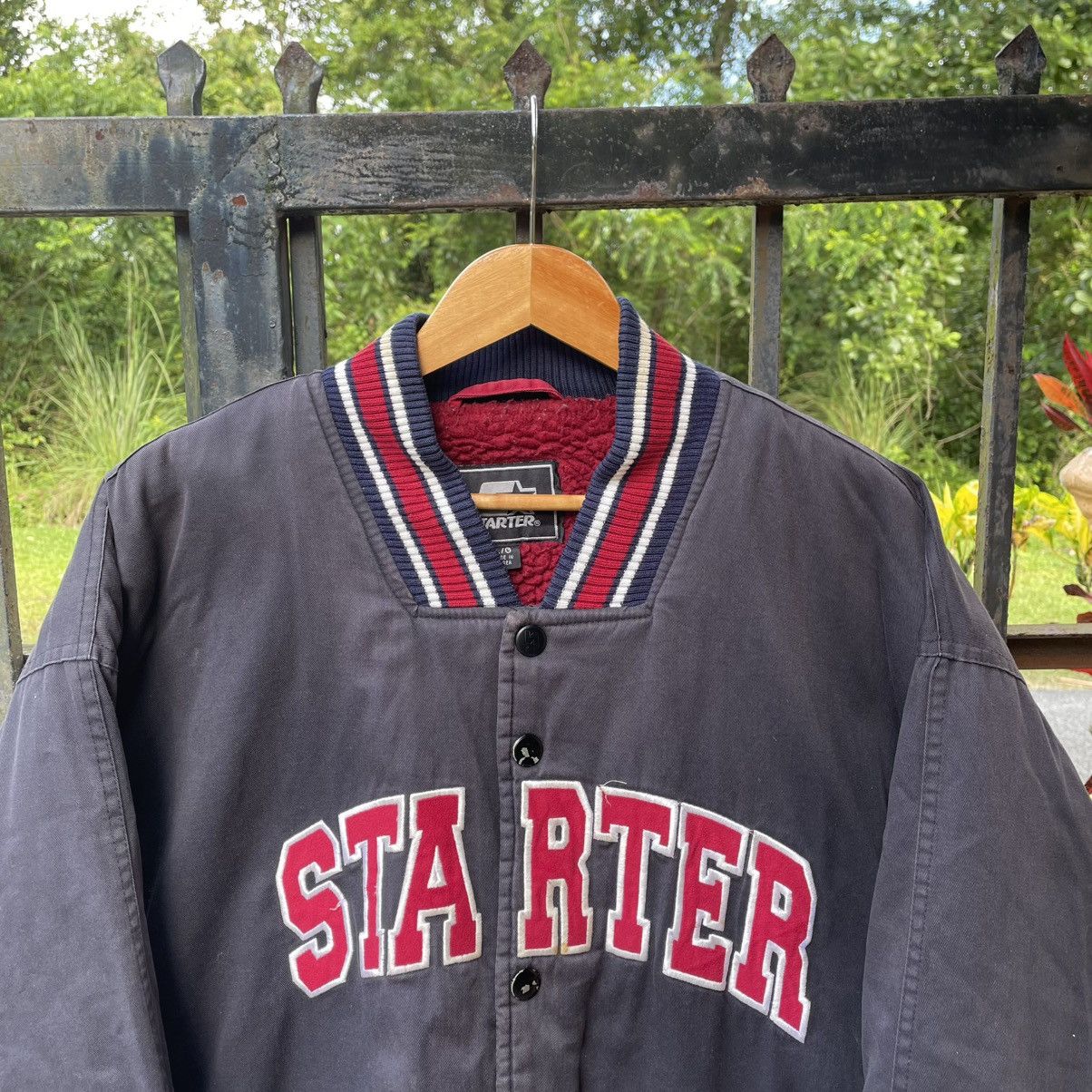 Starter 🔥Vintage Starter Big Spellout Sherpa Inside Bomber Jacket Size US XL / EU 56 / 4 - 4 Thumbnail