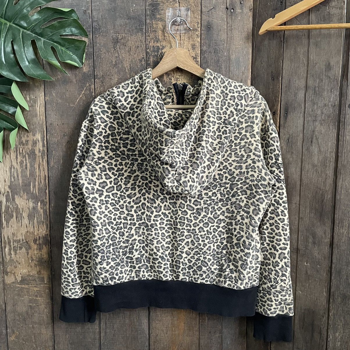 Japanese Brand Jury Black Leopard Hoodie Size S / US 4 / IT 40 - 2 Thumbnail