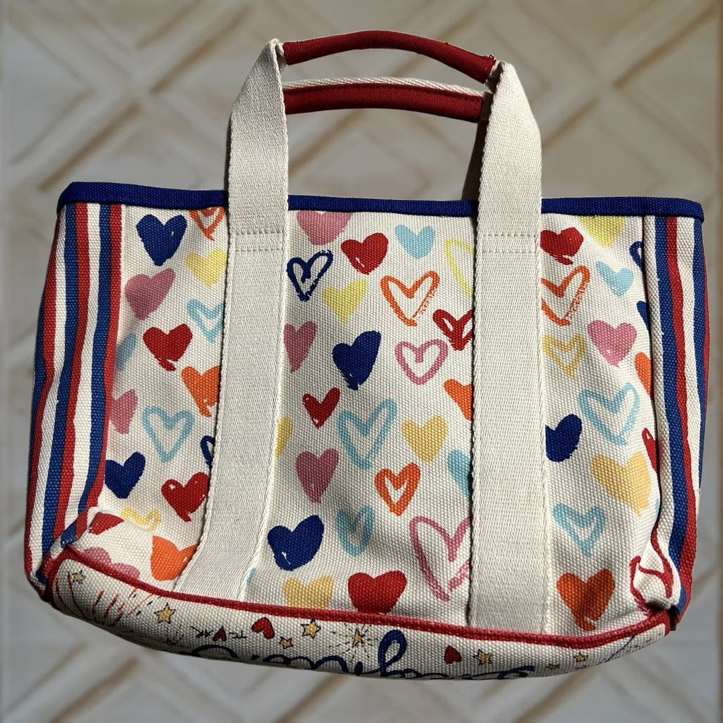 Brighton VINTAGE Brighton Mini Canvas Tote Love Hearts Print Crossbody Bag Purse Size ONE SIZE - 1 Thumbnail