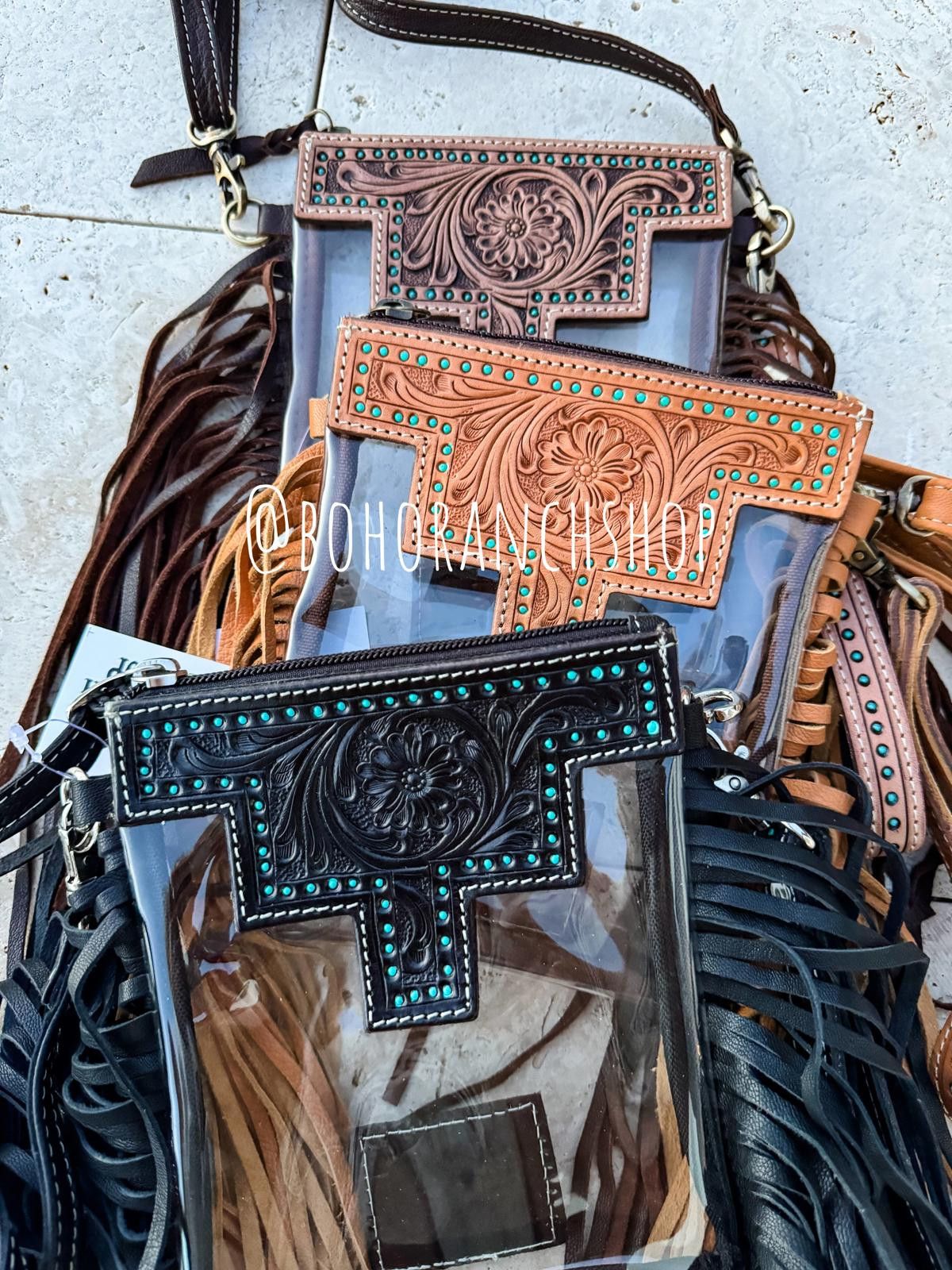 Other Black and Teal Hand Tooled Clear Crossbody Concert bag Size ONE SIZE - 2 Thumbnail
