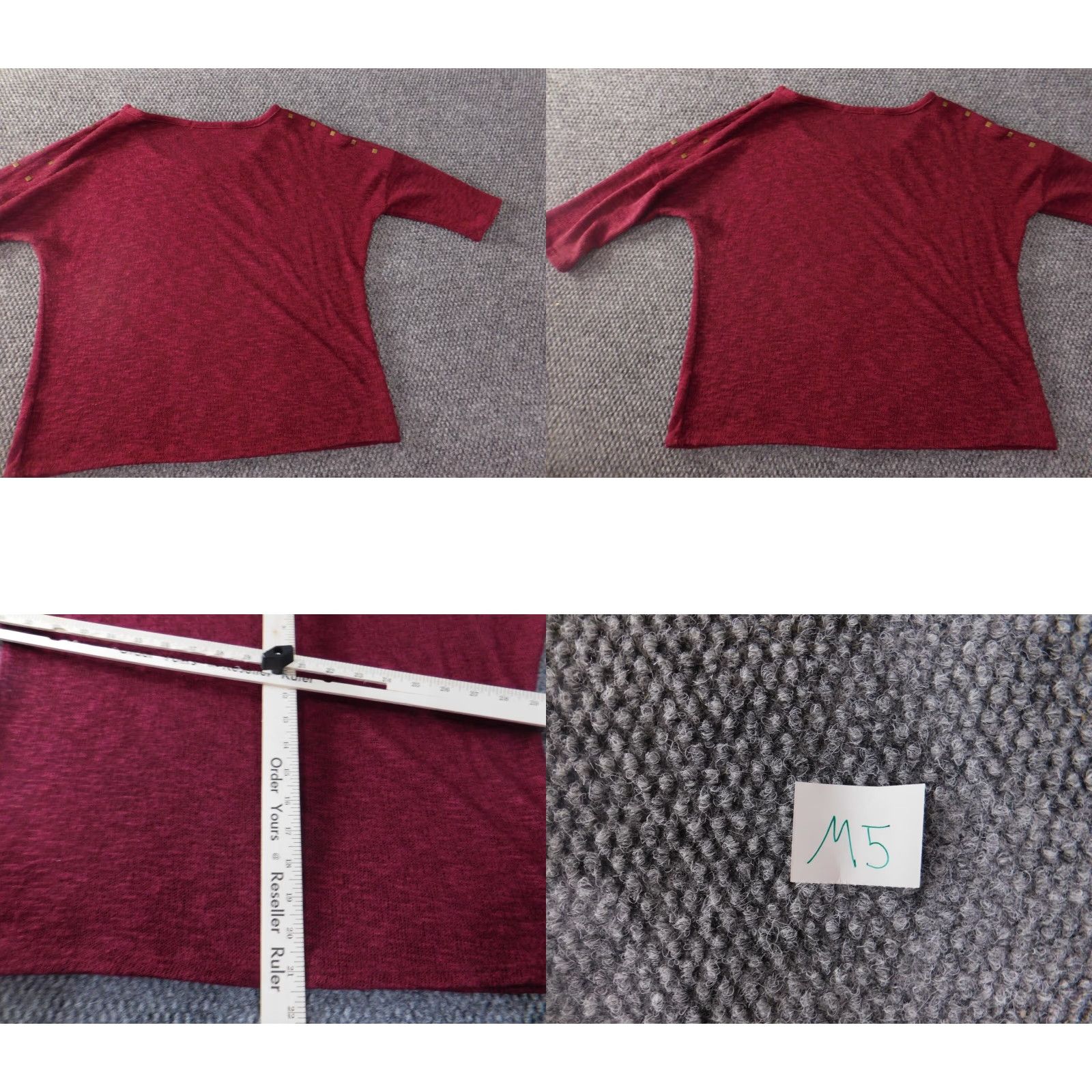 Vintage Papaya Womens Blouse XL Red Pullover Knit Puff Sleeve 3/4 Collar Bow Button Knitwear Sweater Regular Size XL / US 12-14 / IT 48-50 - 8 Thumbnail