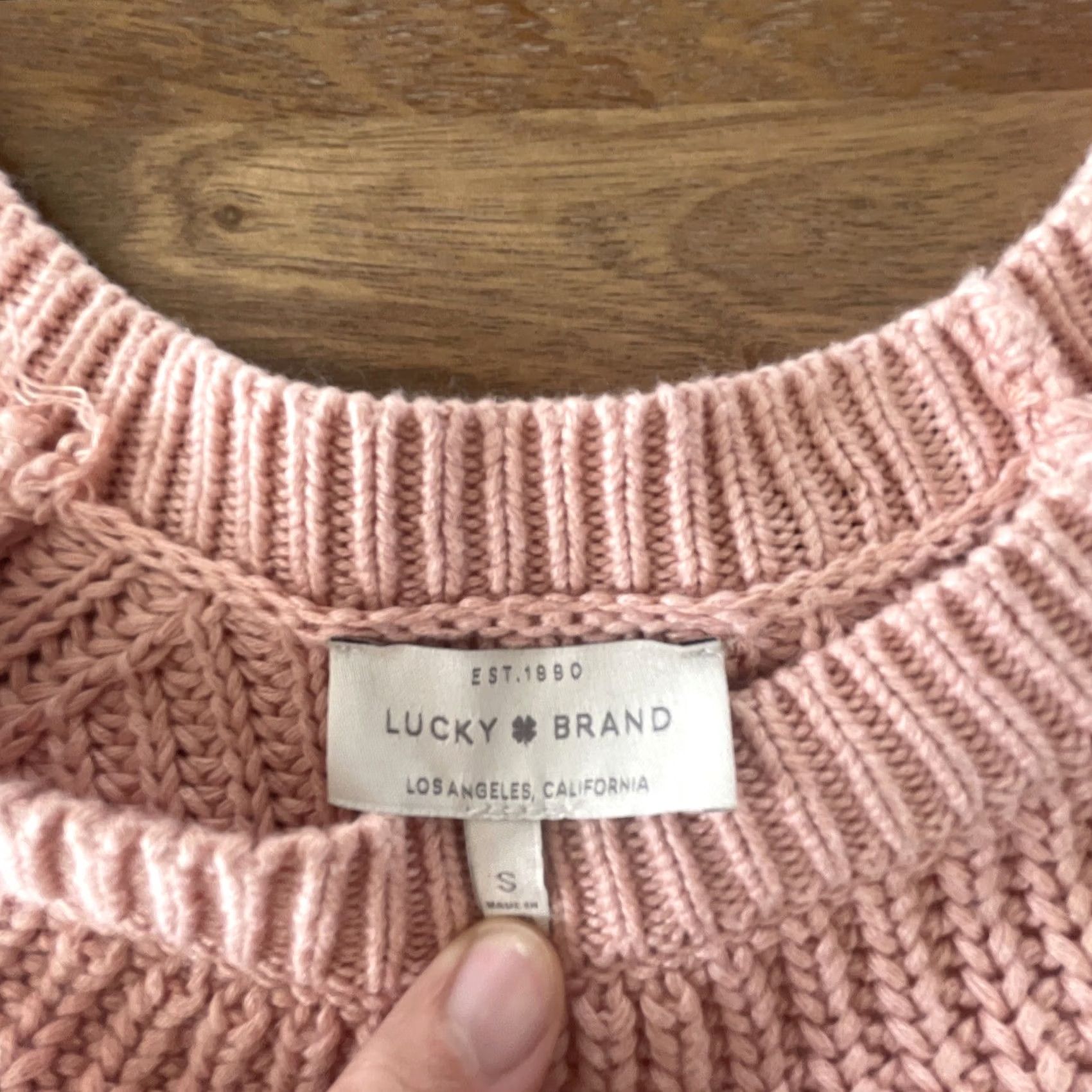 Lucky Brand LUCKY BRAND Women's Pink Cable-Knit Sweater Top Size S Sleeves Patterned Knit Pullover Bohemian Winter Fall Spring Workwear Casual Womens Size S / US 4 / IT 40 - 4 Thumbnail