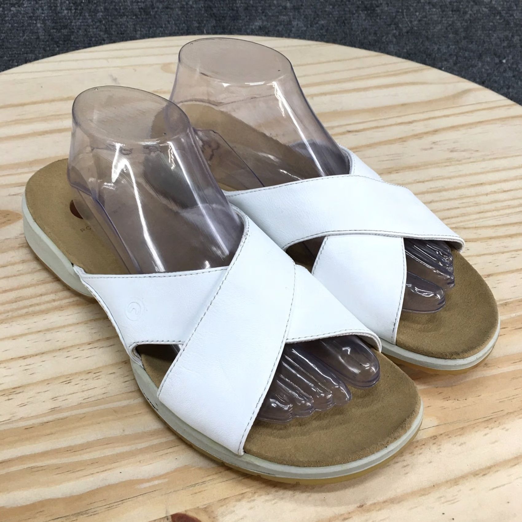 Rockport Rockport Sandals Womens 10 M Slip On Slides White Leather Casual Open Toe Size US 10 / IT 40 - 3 Thumbnail