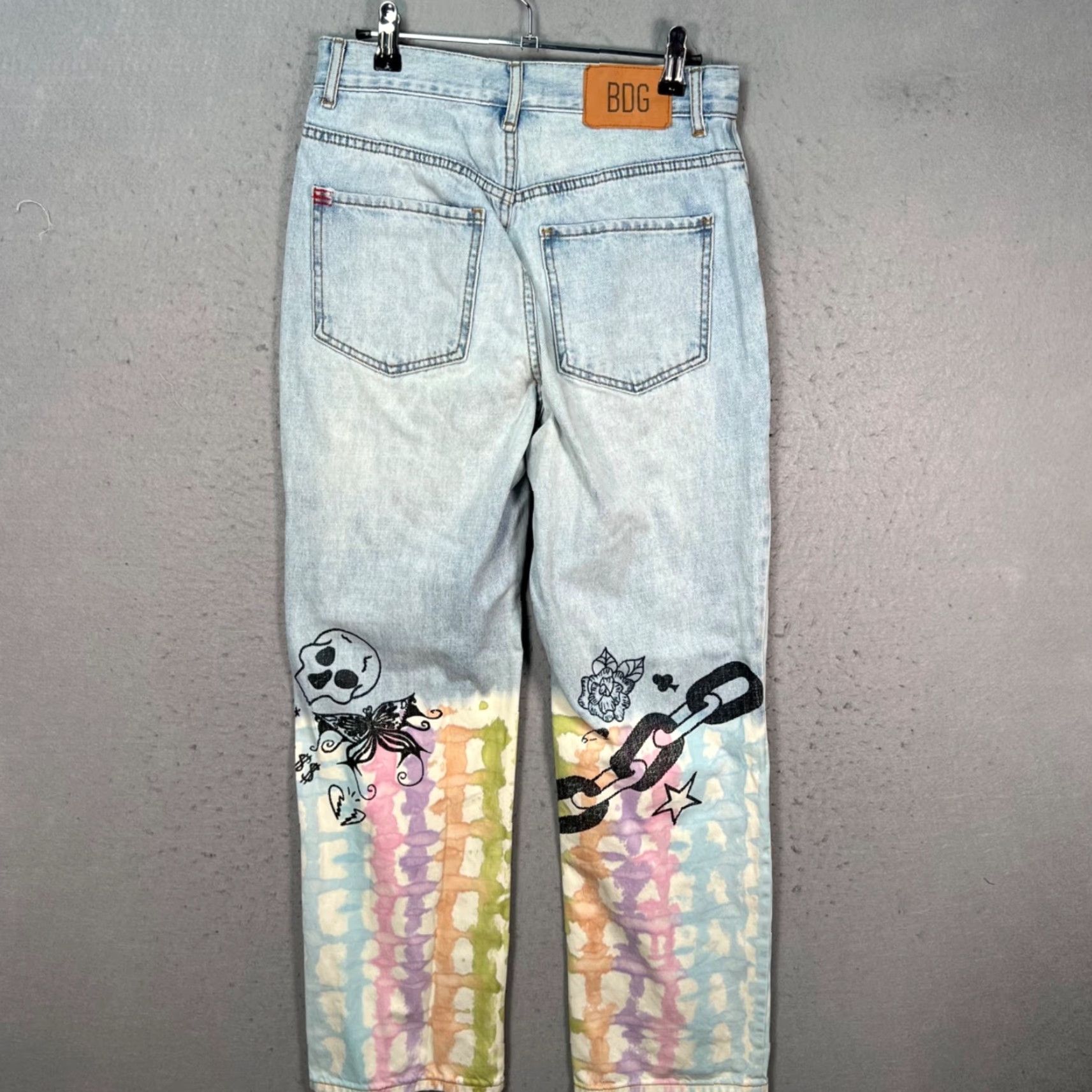 Bdg BDG Womens Jeans 27 Cowboy Tie-Dye Denim Mid-Rise 5-Pocket Straight Blue Denim Vintage No XS-? Size 27" / US 4 / IT 40 - 2 Thumbnail