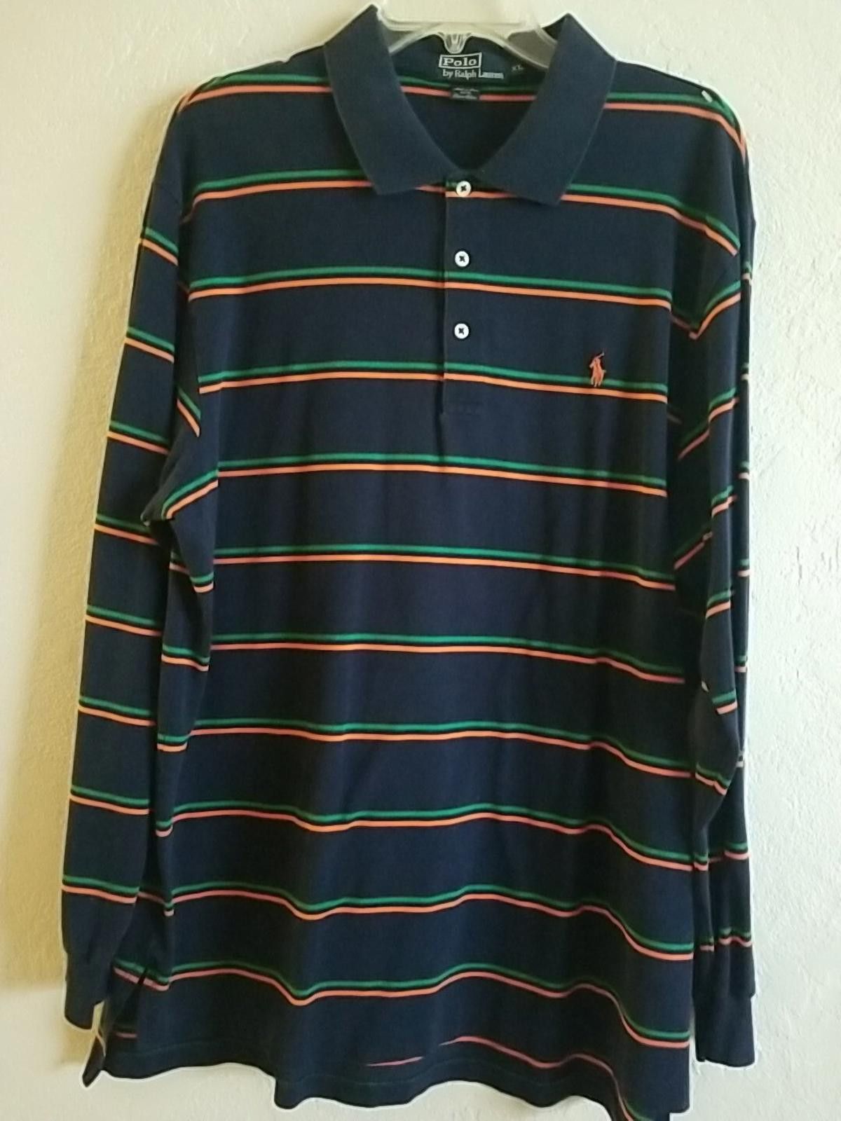 Polo Ralph Lauren Polo Ralph Lauren Mens XL Pima Cotton Polo Shirt LS Striped Size US XL / EU 56 / 4 - 1 Thumbnail