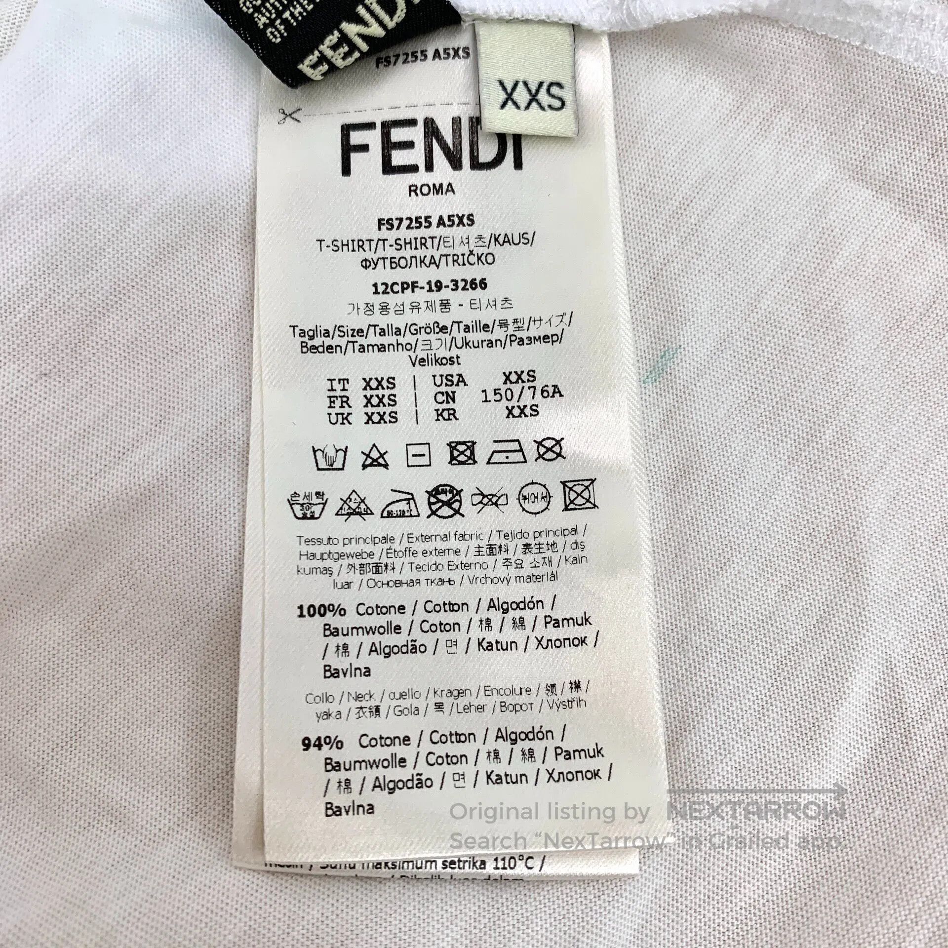 Fendi FENDI White Logo Lettering Printed Cotton Crewneck Short S Size US XXS / EU 40 - 7 Thumbnail