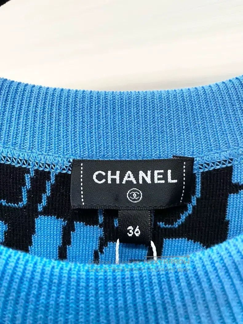 Chanel Chanel 24A High-end Handicraft Workshop Blue Letter Graffi Size XS / US 0-2 / IT 36-38 - 3 Thumbnail