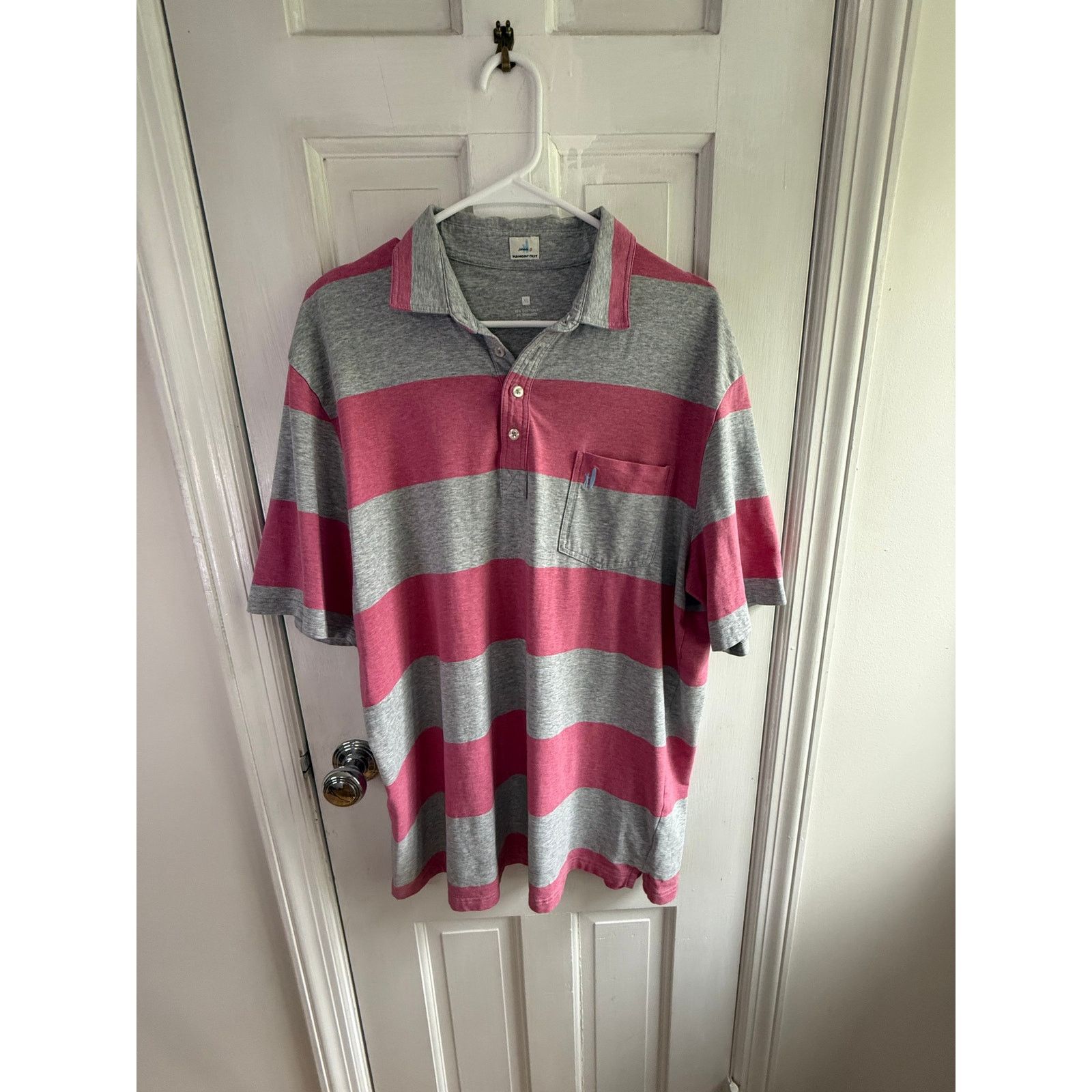 johnnie-O Johnnie-O Striped Polo | XLarge | EUC | Pink & Grey Size US XL / EU 56 / 4 - 1 Thumbnail