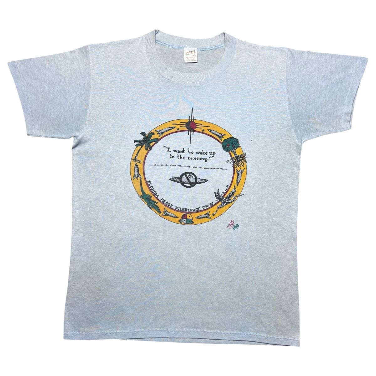 Vintage Vintage 1987 Florida Peace Pilgrimage No Nukes T-Shirt Size US M / EU 48-50 / 2 - 1 Thumbnail