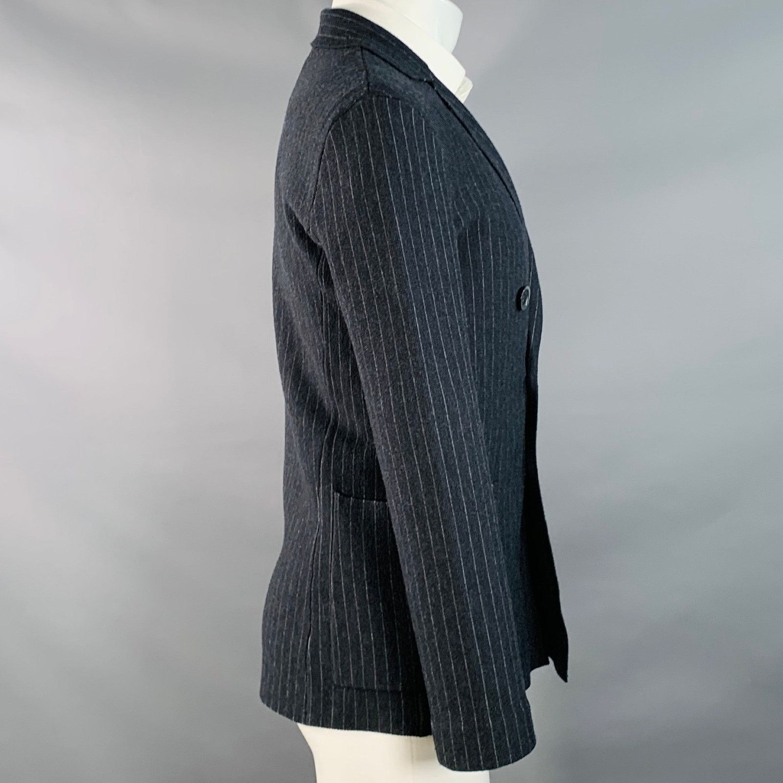 Emporio Armani AND OF OUTSIDERS Charcoal Breasted Notch Lapel Coat Size 36R - 3 Thumbnail