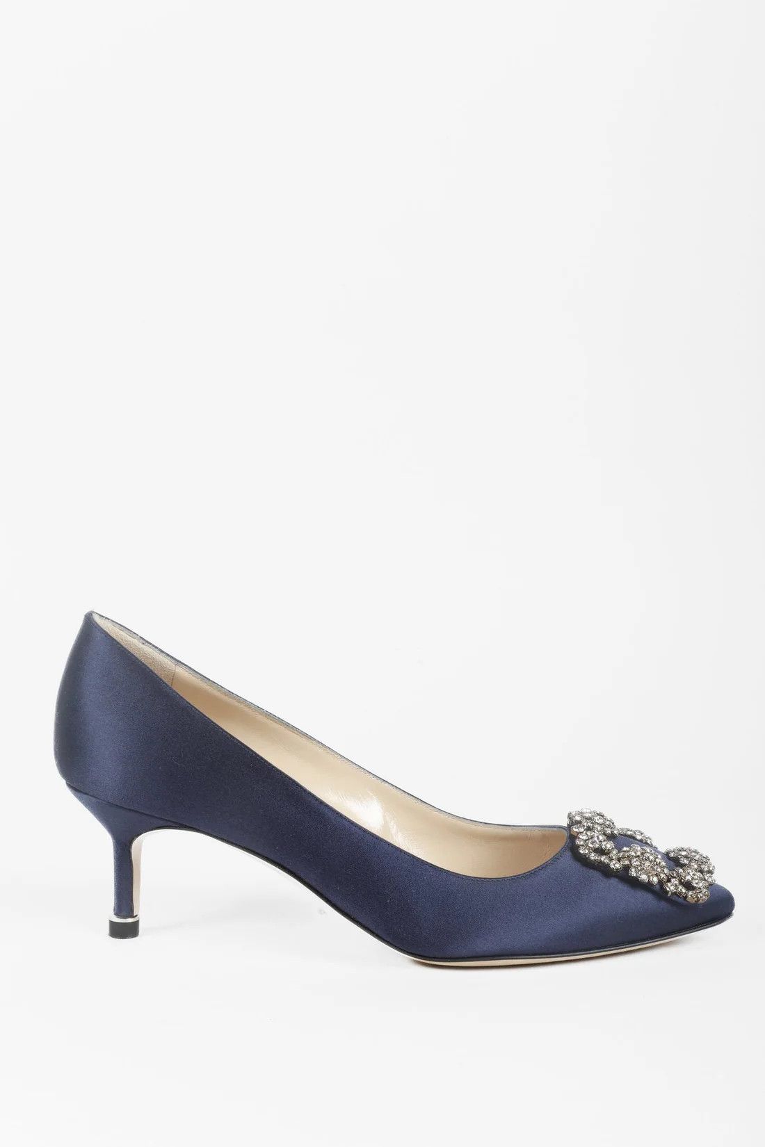 Manolo Blahnik Manolo Blahnik Hangisi Blue Satin Jewel Pumps Size US 5.5 / IT 35.5 - 2 Thumbnail