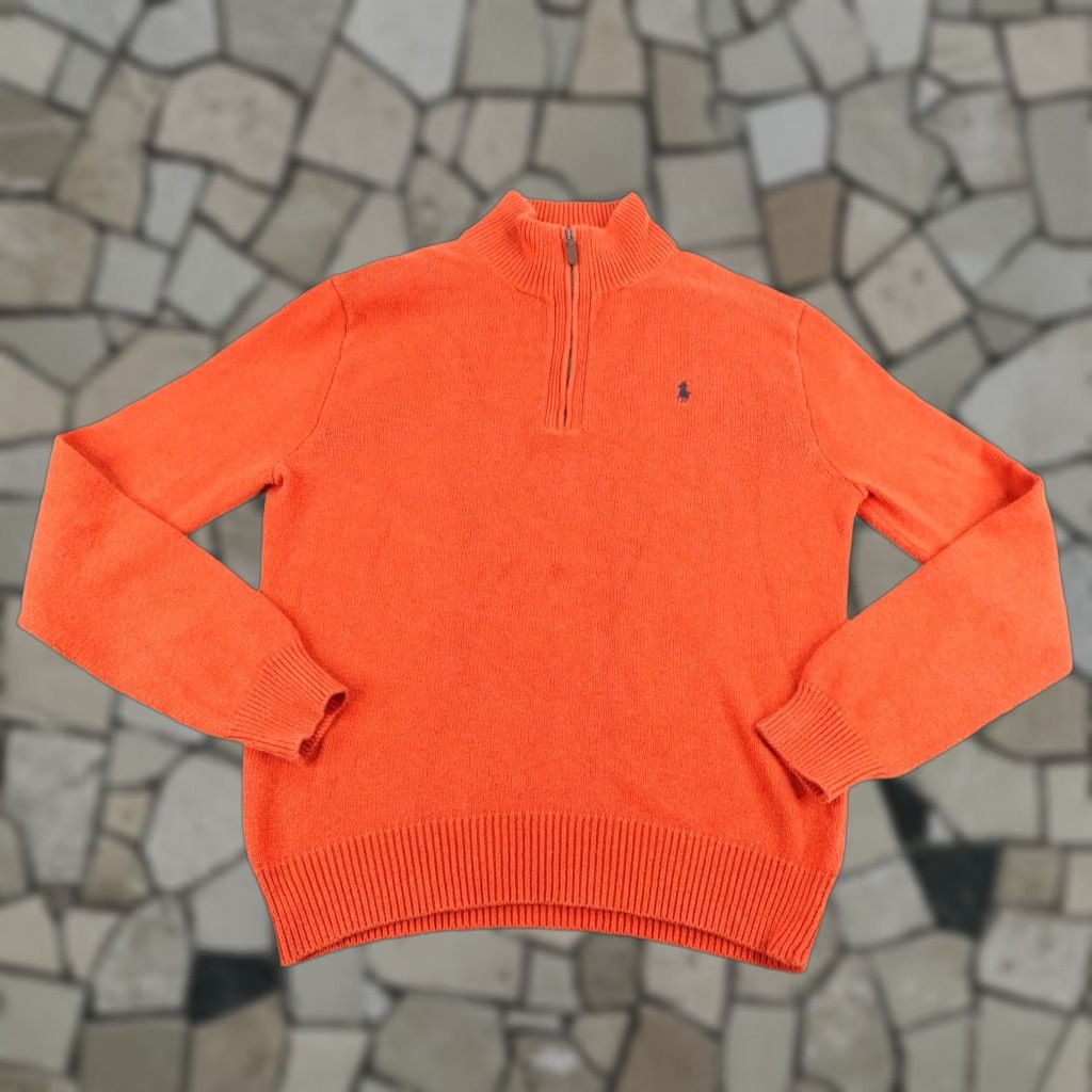 Polo Ralph Lauren VINTAGE Polo Ralph Lauren Sweater Shirt Mens S Orange 1/4 Zip Pullover Pony Logo Cotton Knit Mock Neck Classic Outdoor Modern Fit Mens Size US S / EU 44-46 / 1 - 1 Thumbnail
