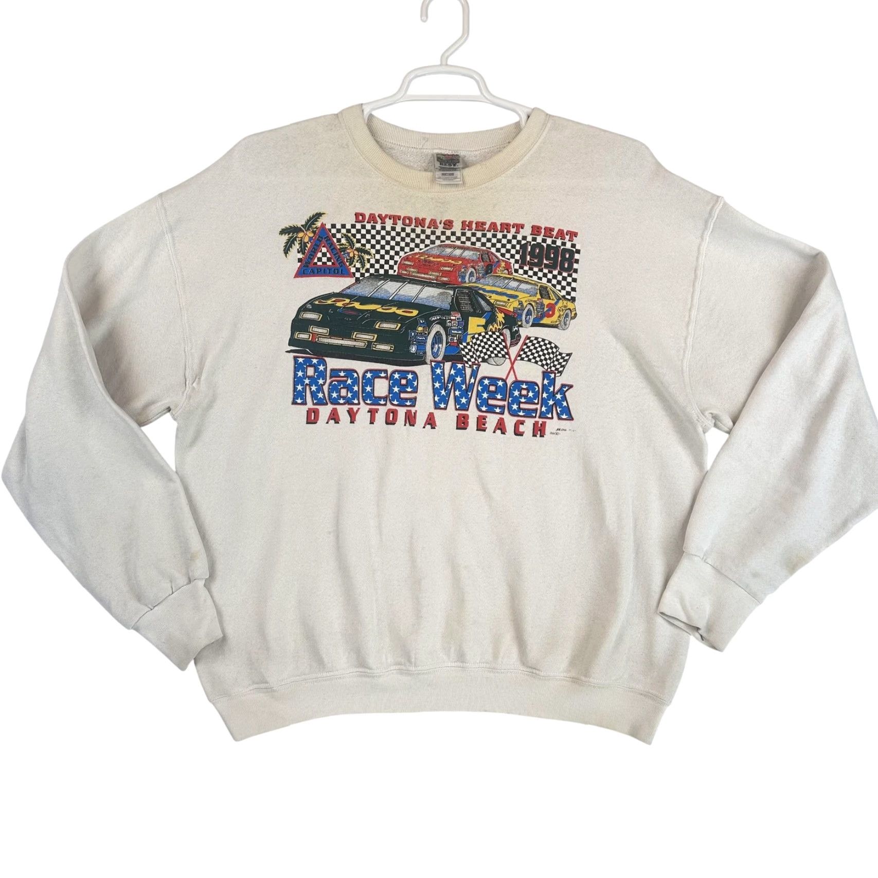 Fruit Of The Loom VINTAGE Daytona Beach Race Week Sweatshirt Mens XL 1998 NASCAR Racing Graphic Size US XL / EU 56 / 4 - 2 Thumbnail
