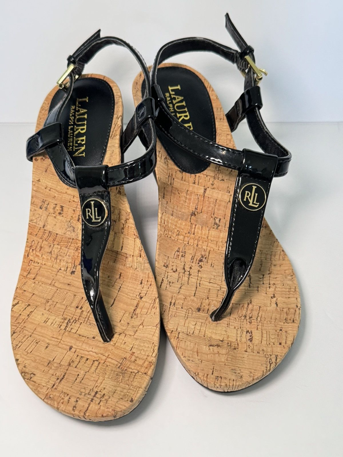 Lauren Ralph Lauren Lauren Ralph Lauren black patent cork wedge sandals Size US 6 / IT 36 - 7 Thumbnail