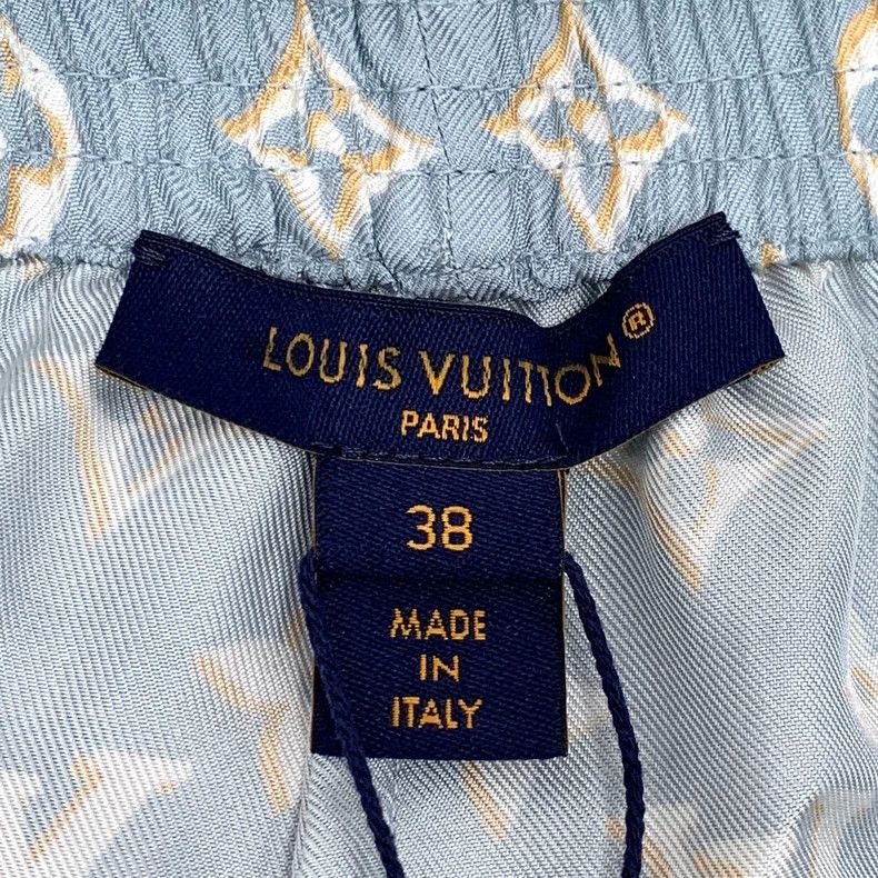 Louis Vuitton Louis Vuitton Blue striped logo printed mulberry silk casu Size 37" - 5 Thumbnail