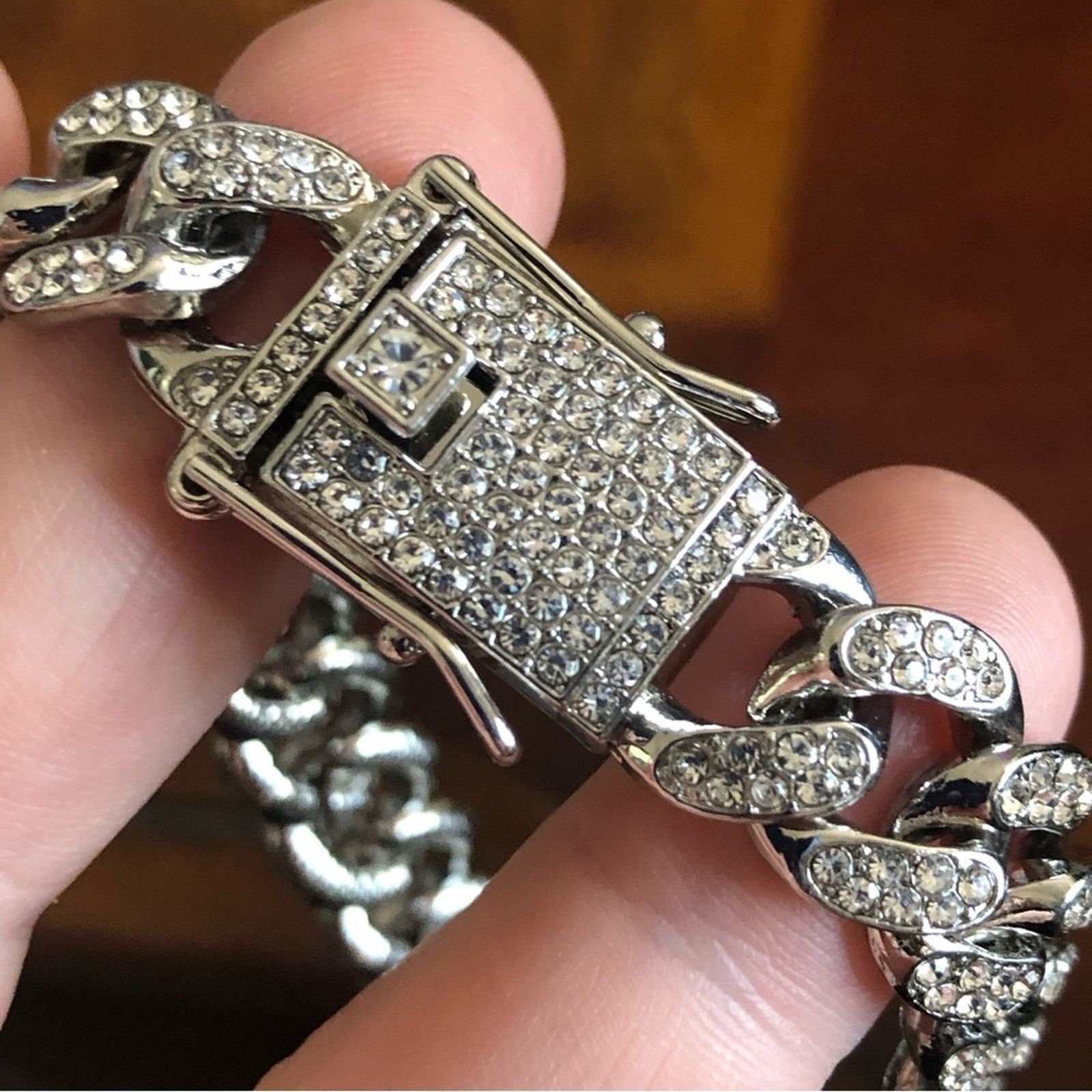 Jewelry Men’s and women’s silver plated Cuban chain link bracelet Size ONE SIZE - 10 Thumbnail