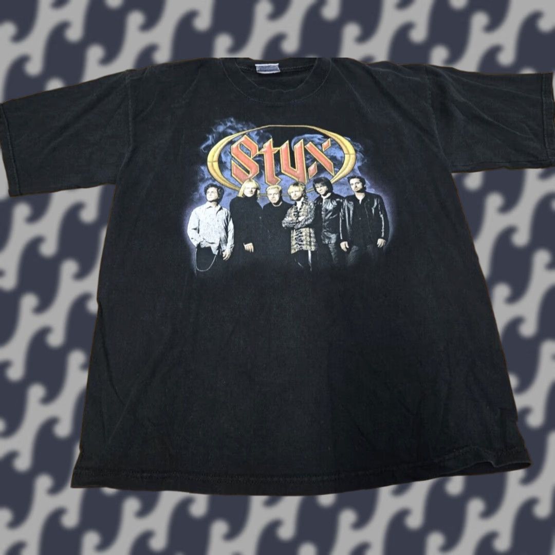 Vintage VINTAGE Styx Tour T-Shirt Black Cotton Crew Neck Short Sleeve Mens L Graphic Print 2000s Y2K Size US L / EU 52-54 / 3 - 1 Thumbnail