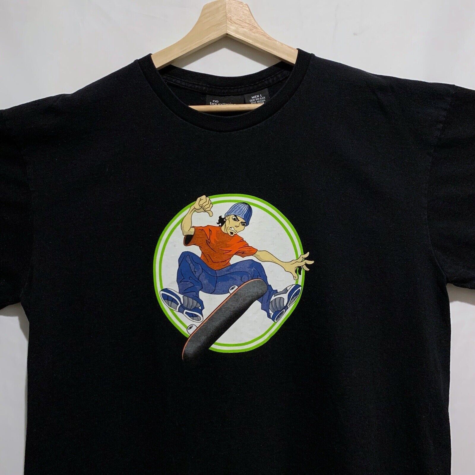 Vintage Skate Tee Skater T Shirt XL Black Skateboarding Y2K