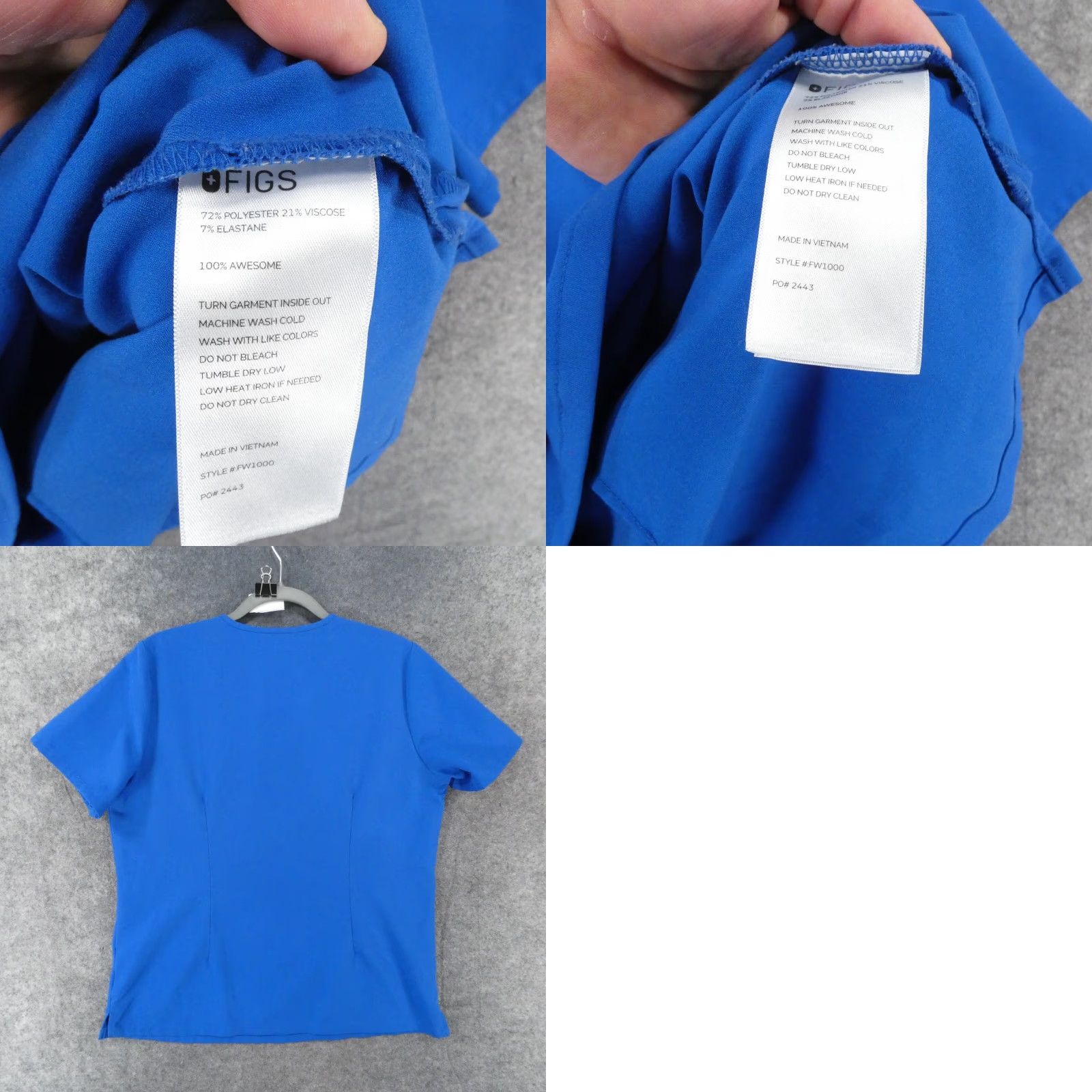 Vintage FIGS Scrub Top Womens Large Short Sleeve Blue Technical Collection Medical Size L / US 10 / IT 46 - 9 Thumbnail