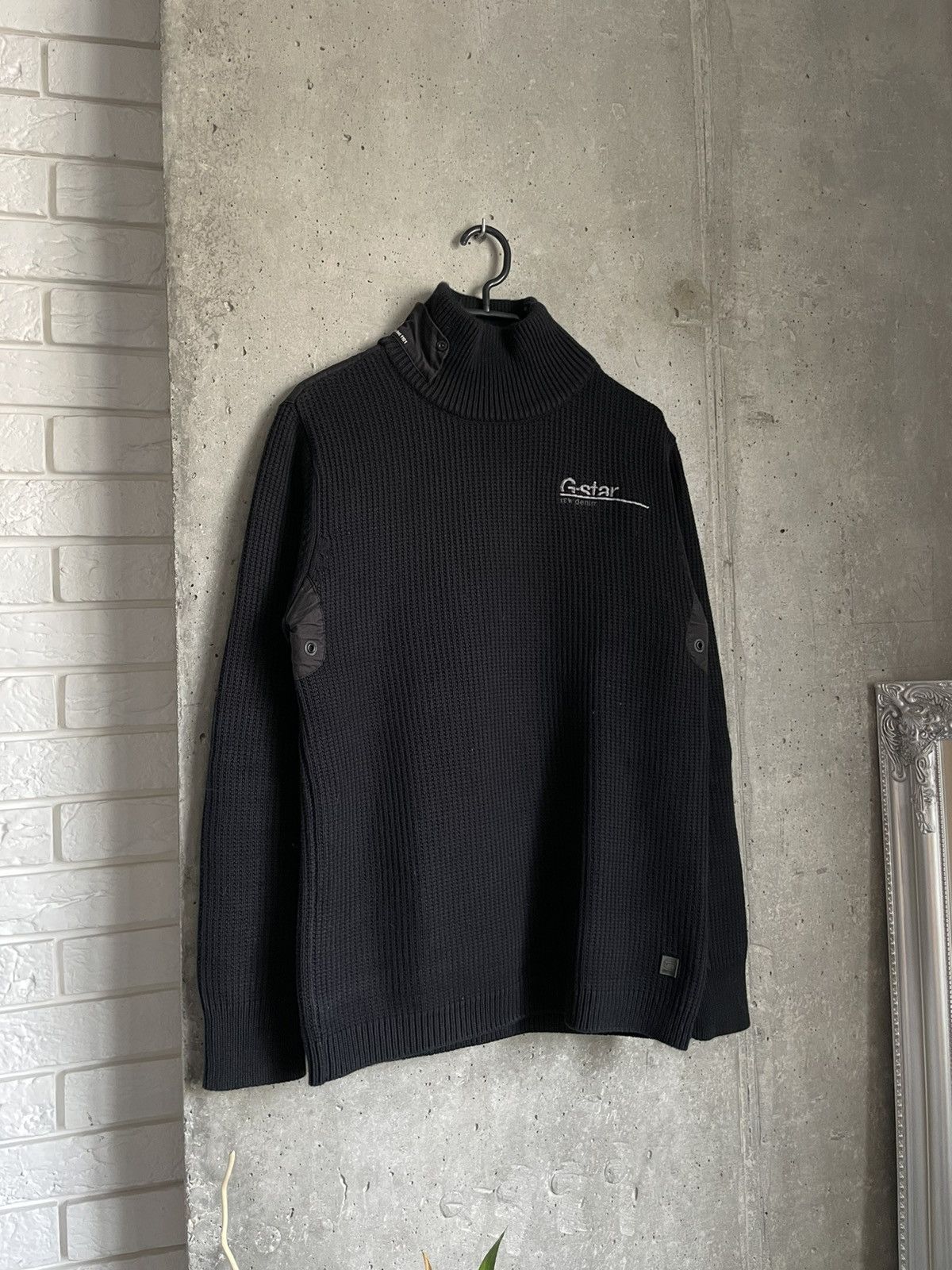 G-Star × Japanese Brand × Vintage Vintage G-Star Hard Turtleneck Heavy Zip Ribbed Knit Y2K Size US L / EU 52-54 / 3 - 1 Thumbnail