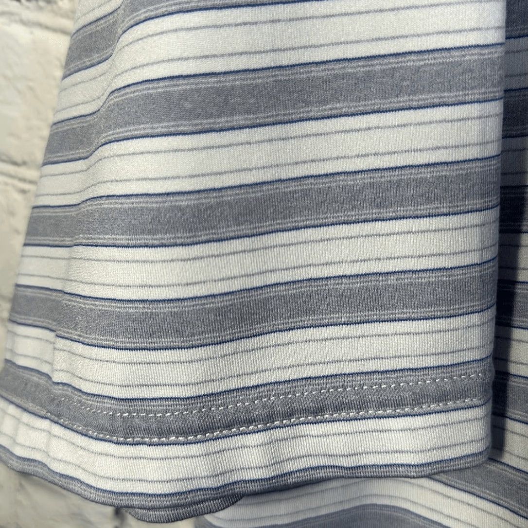 Footjoy FootJoy Polo Mens XL Striped Gray Blue Lisle Golf Stoneleigh on Sleeve Size US XL / EU 56 / 4 - 4 Thumbnail