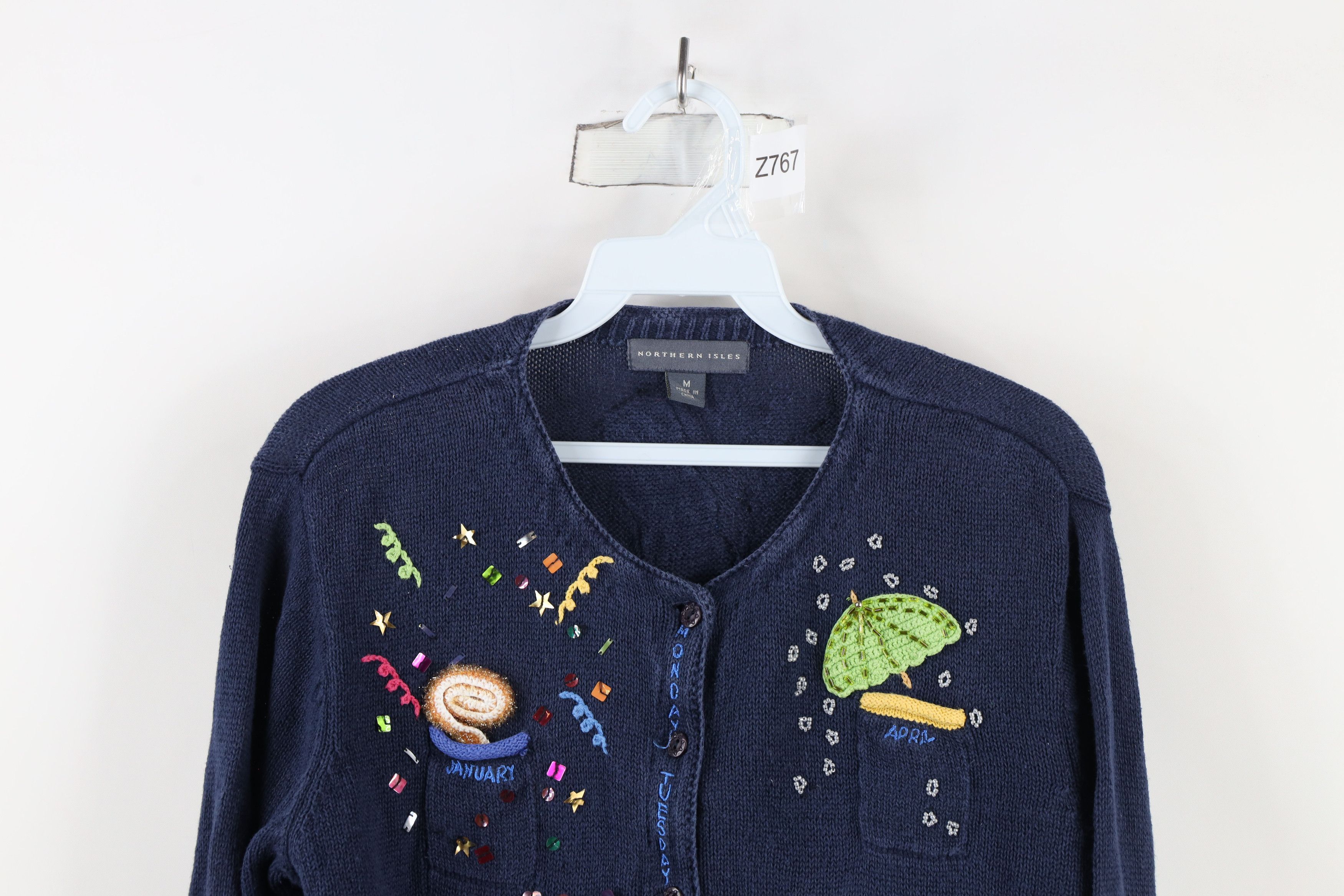 Vintage Vintage 90s Streetwear Calendar Months Cardigan Sweater Size M / US 6-8 / IT 42-44 - 2 Thumbnail