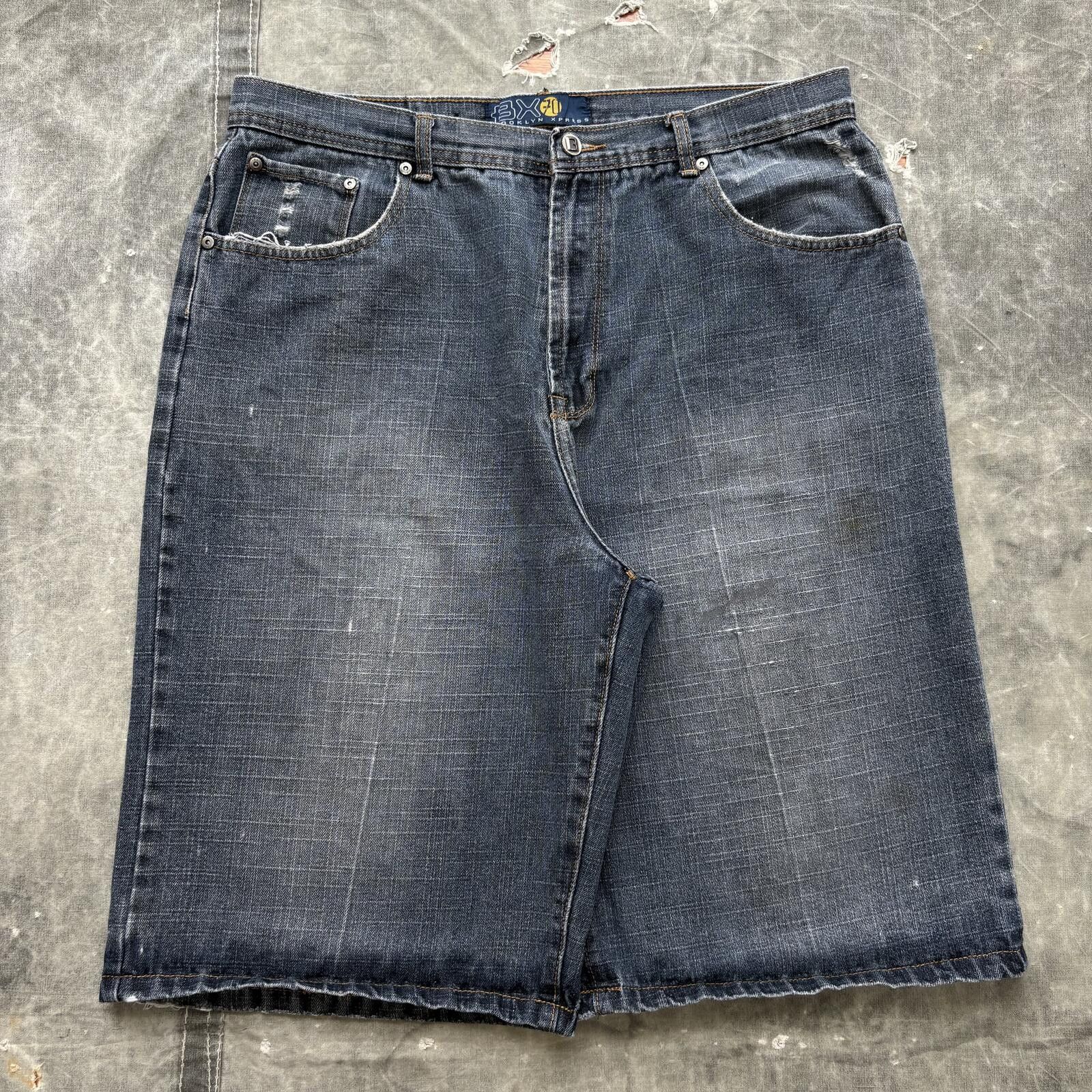 Brooklyn Xpress Vintage Y2K Brooklyn Xpress Grunge Baggy Denim Shorts Jorts Size US 36 / EU 52 - 1 Thumbnail