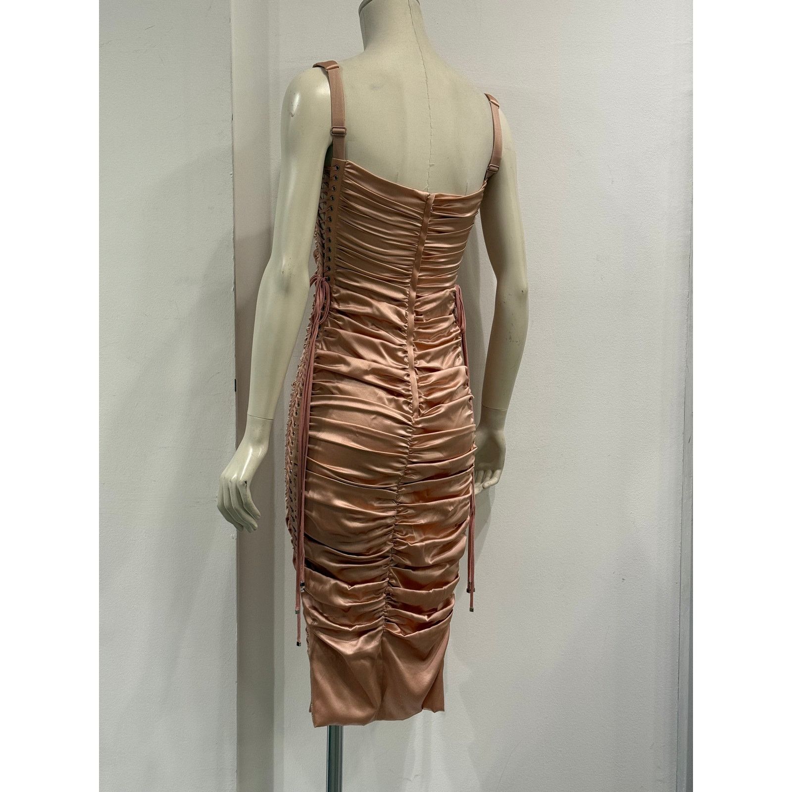 Dolce & Gabbana S/S2003 Dolce & Gabbana lace-up bondage ruched silk dress Size M / US 6-8 / IT 42-44 - 2 Thumbnail