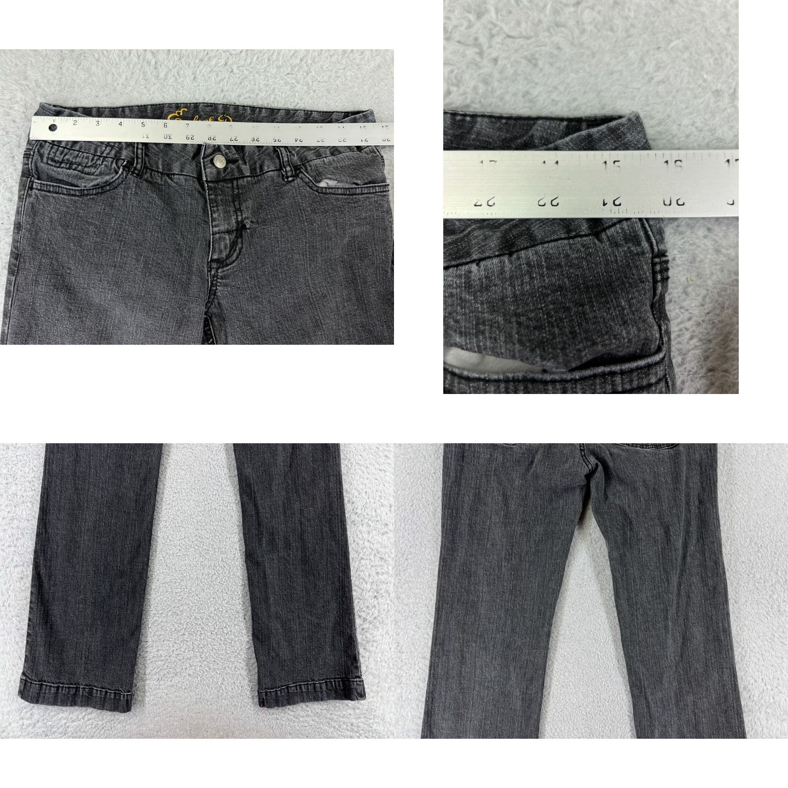 Vintage Ezekiel Womens Black Denim Jeans Bootcut 9 Slim Stretch Low Rise 5-Pocket Design Cotton Blend Size 30" / US 8 / IT 44 - 9 Thumbnail