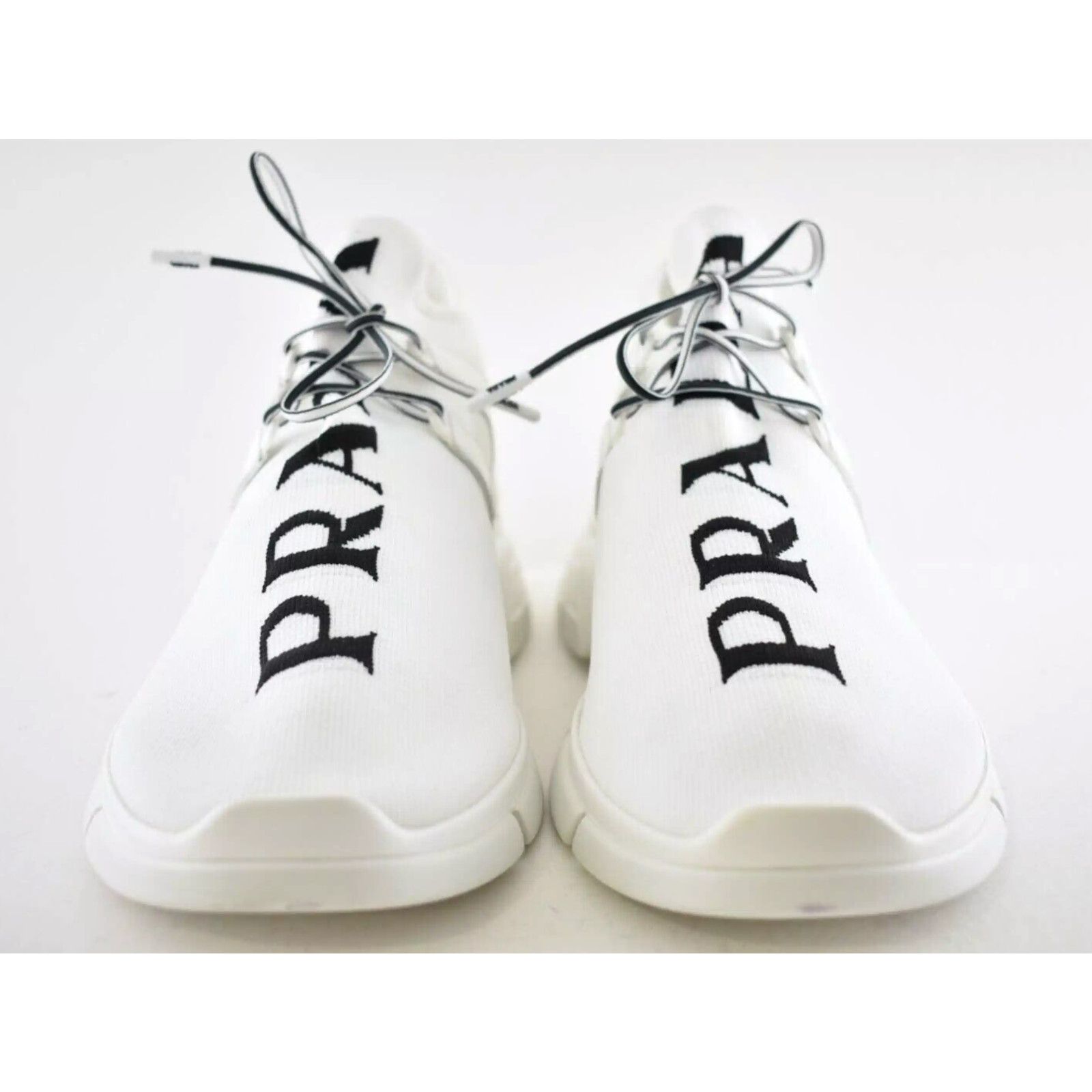 Prada Prada Mens XY Logo Sock White Black Knit Flat Trainer Size US 13 / EU 46 - 6 Thumbnail