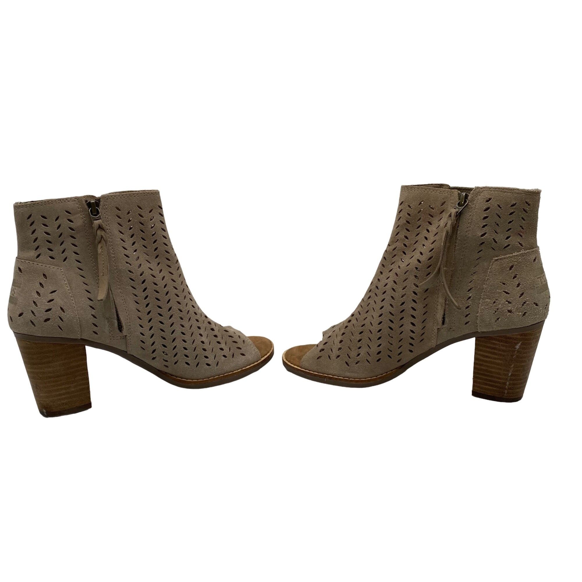 Toms Toms Desert Taupe Suede Majorca Heeled Peep toe ankle Boot W Size US 8 / IT 38 - 6 Thumbnail