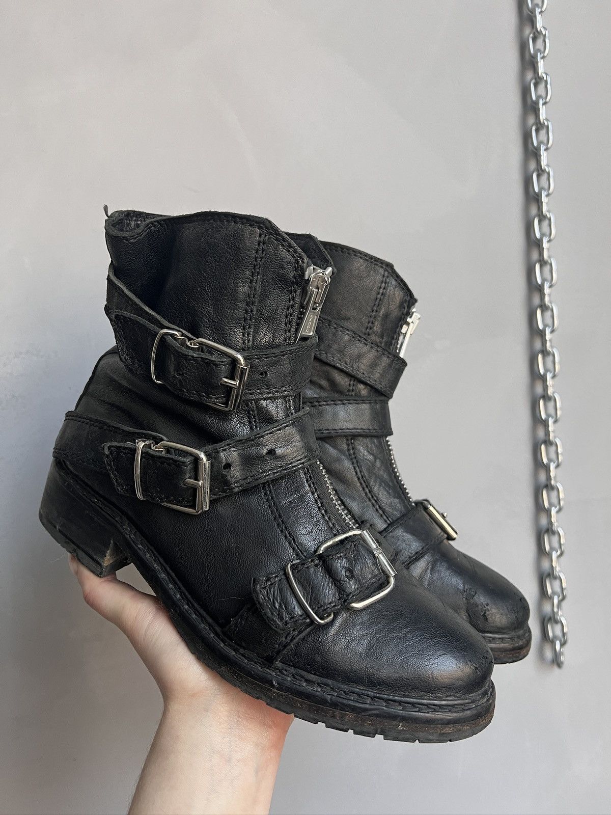 Allsaints Avant garde leather straps All Saints boots hype y2k Size US 8 / IT 38 - 3 Thumbnail