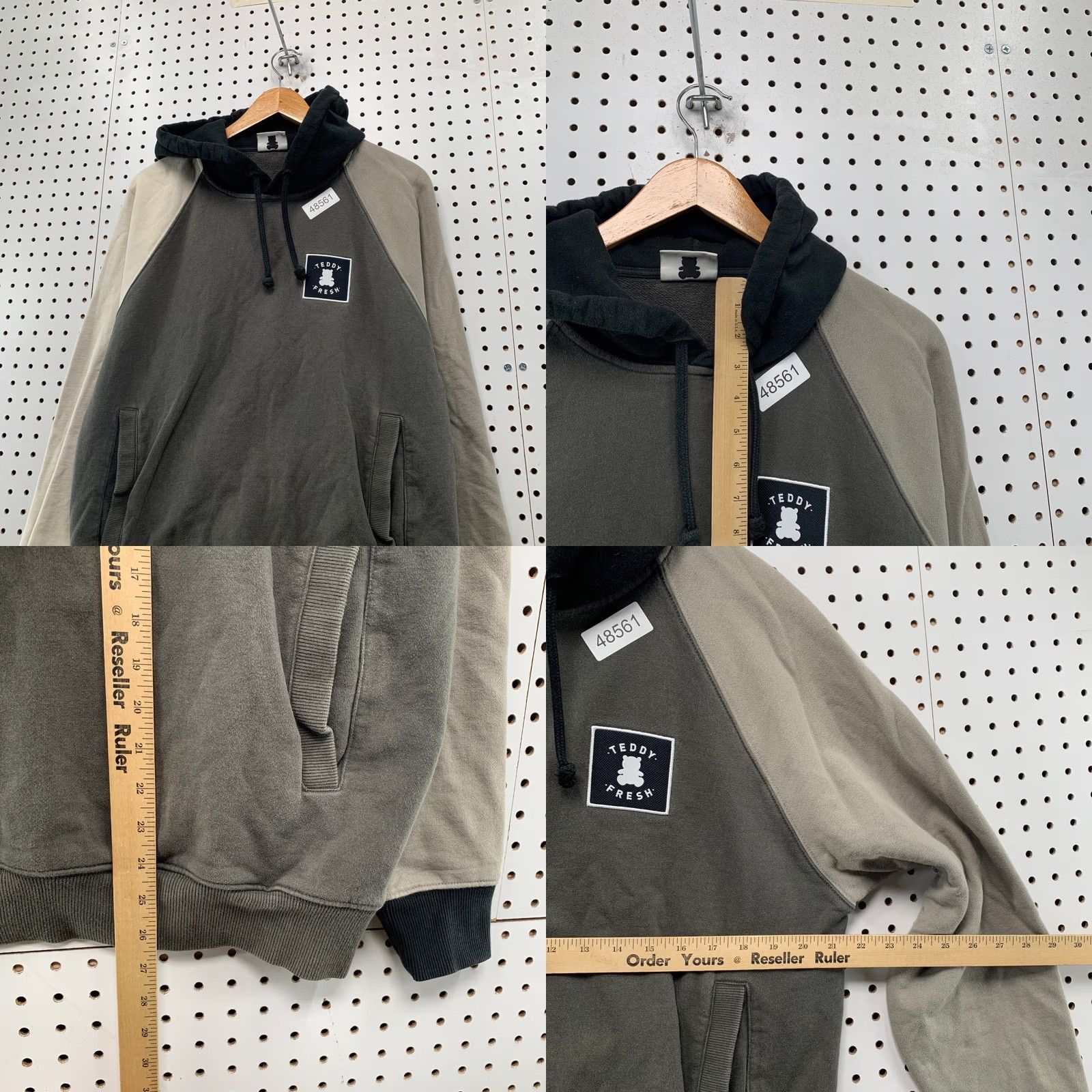 Teddy Fresh Teddy Fresh Hoodie Mens M Gray Tan Raglan Sweatshirt Colorblock Pullover Size US M / EU 48-50 / 2 - 8 Thumbnail