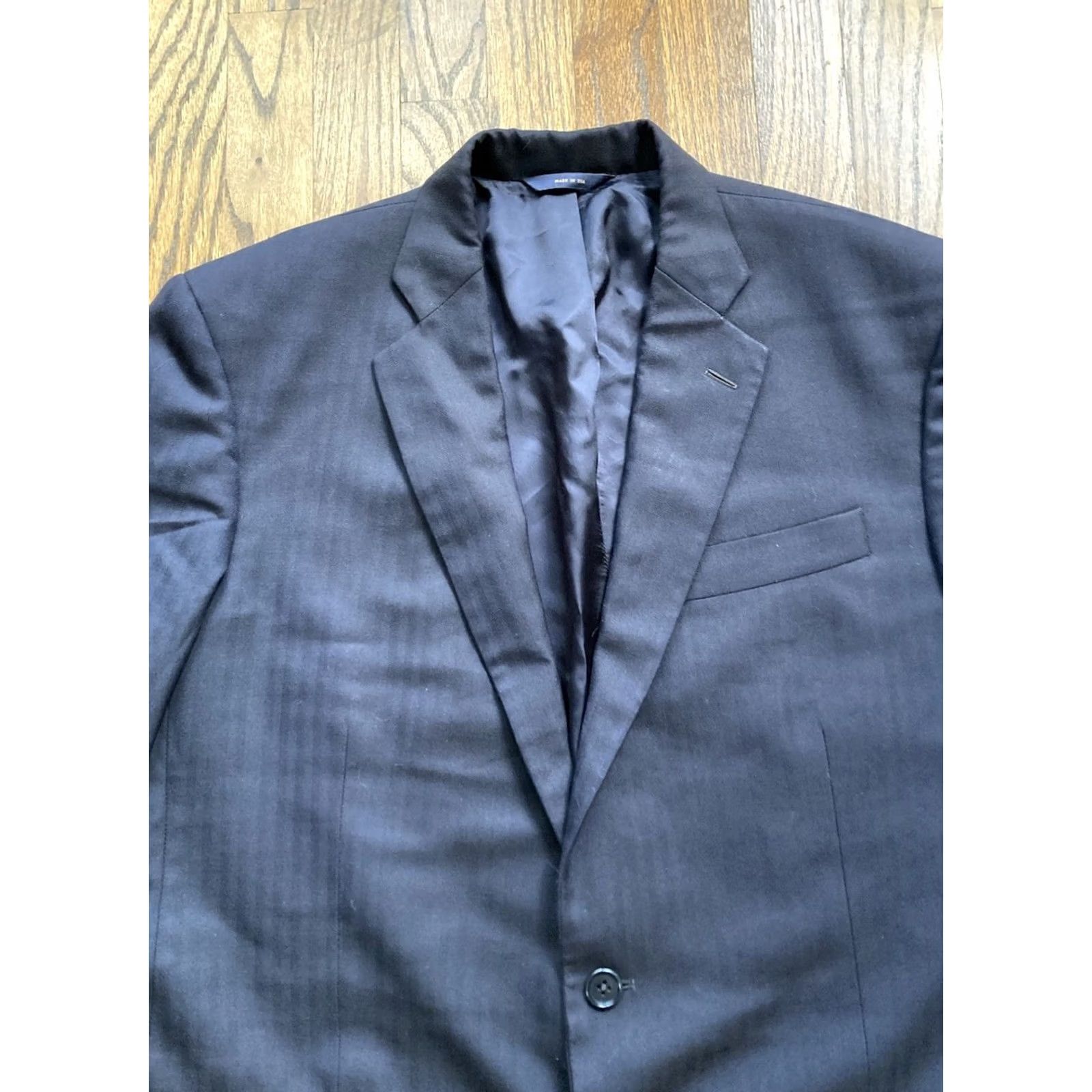 Brooks Brothers Brooks Brothers Blazer Mens 43R Saxxon 1818 Madison Midnight Blue 100% Wool Sport Coat Jacket Single-Breasted Two-Button Notch Lapel Vintage No Size 46R - 4 Thumbnail