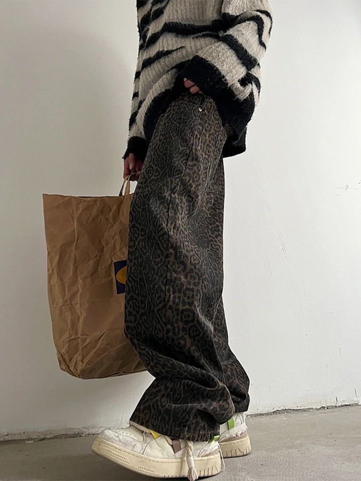 Leopard Wide Leg Jeans