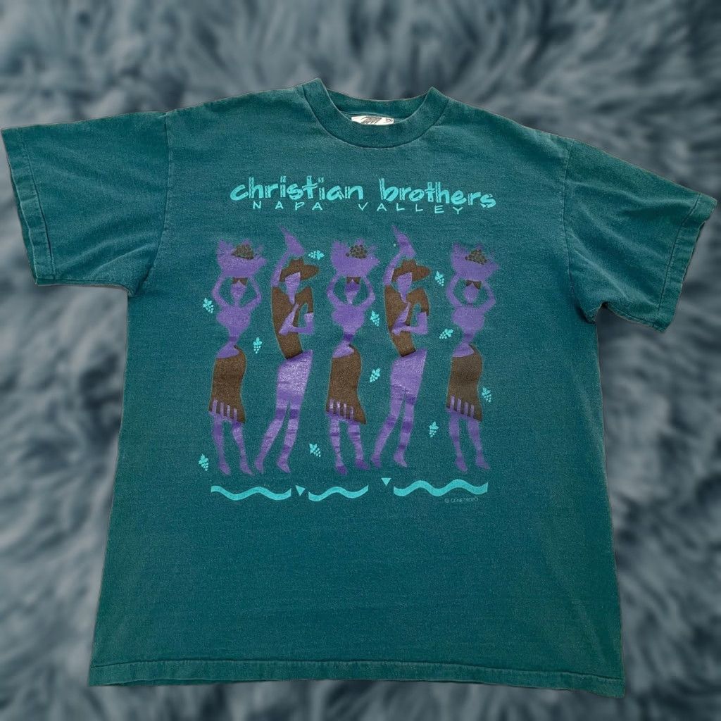 Logo 7 VINTAGE Gone Tropo Christian Brothers Napa Valley Shirt XL Green Logo 90s Mens Size US XL / EU 56 / 4 - 1 Thumbnail