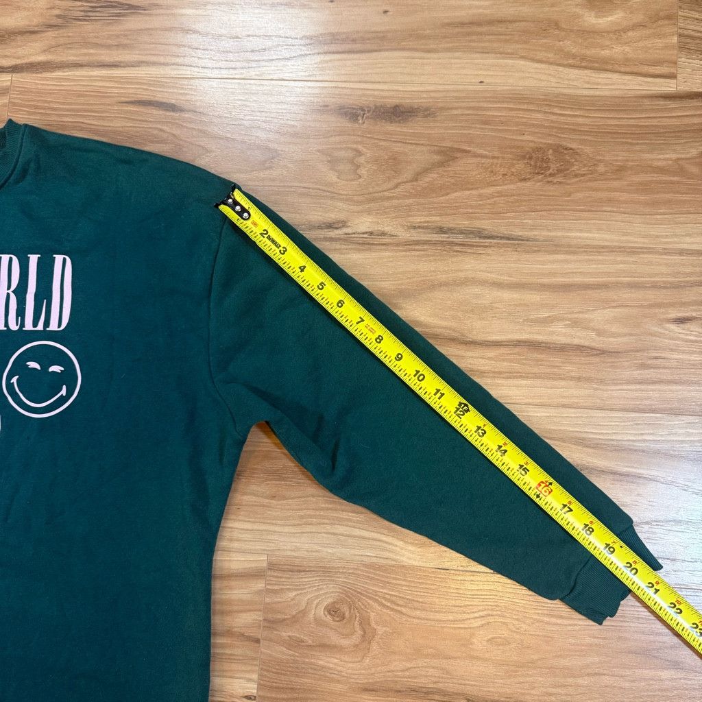 J Brand Smiley World Unisex M Green Graphic Crewneck Sweatshirt Size US M / EU 48-50 / 2 - 6 Thumbnail