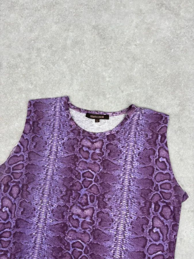 Roberto Cavalli Roberto Cavalli Purple Python Effect Knit Tank Top Size S / US 4 / IT 40 - 4 Thumbnail